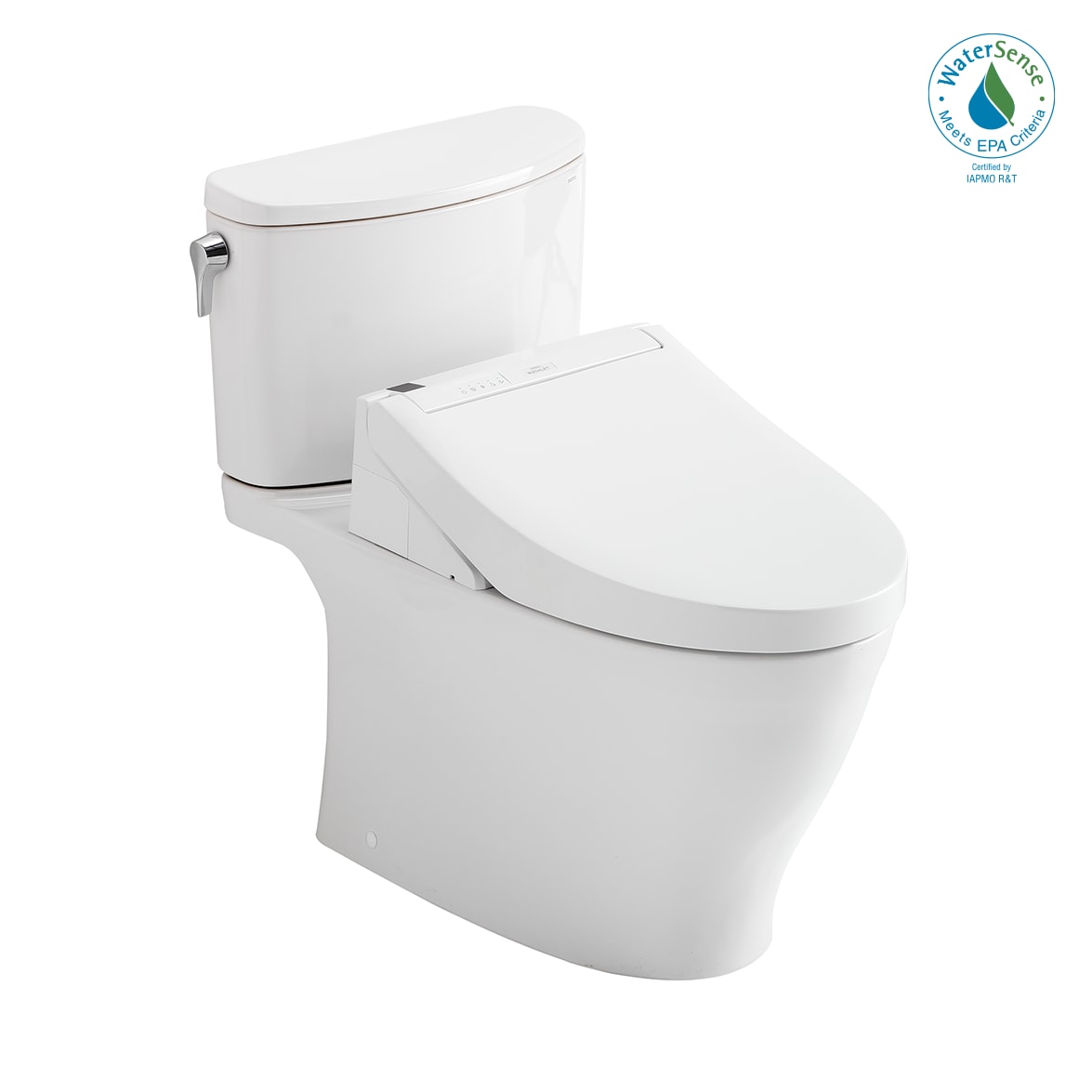 Asiento de bidé TOTO Washlet+ Blanco de Algodón Alargado Individual Estándar con Altura Suavemente Cerrado de 2 Piezas 12 pulgadas WaterSense Etiquetado 1.0 GPF MW4423084CUFG-01