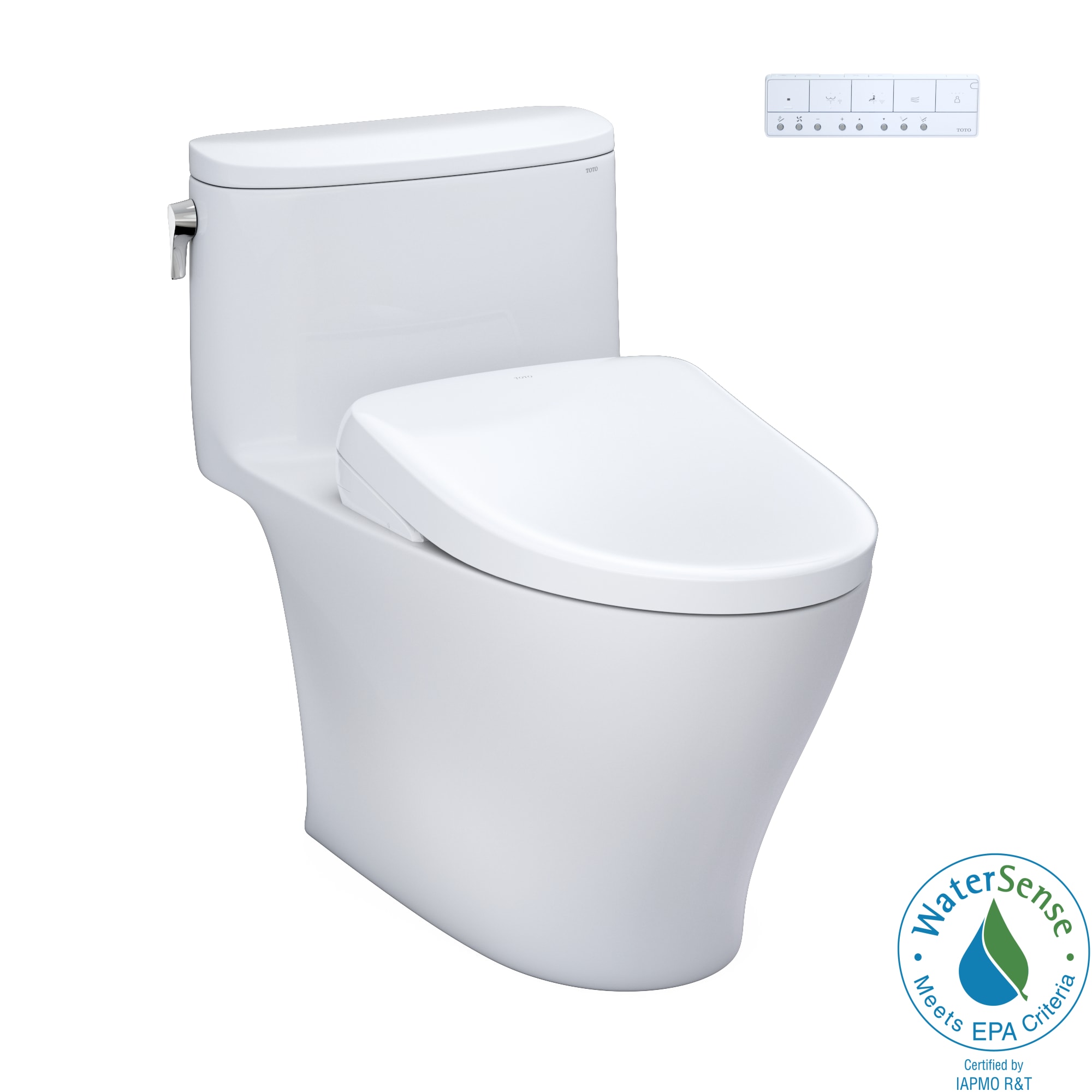 Asiento de Bidé 1 Pieza con Altura de Silla Alargada Individual en Blanco de Algodón, Cierre Suave, 12 Pulgadas de Desagüe Rústico ecológico de 1.28 GPF - TOTO Nexus MW6424736CEFGA-01
