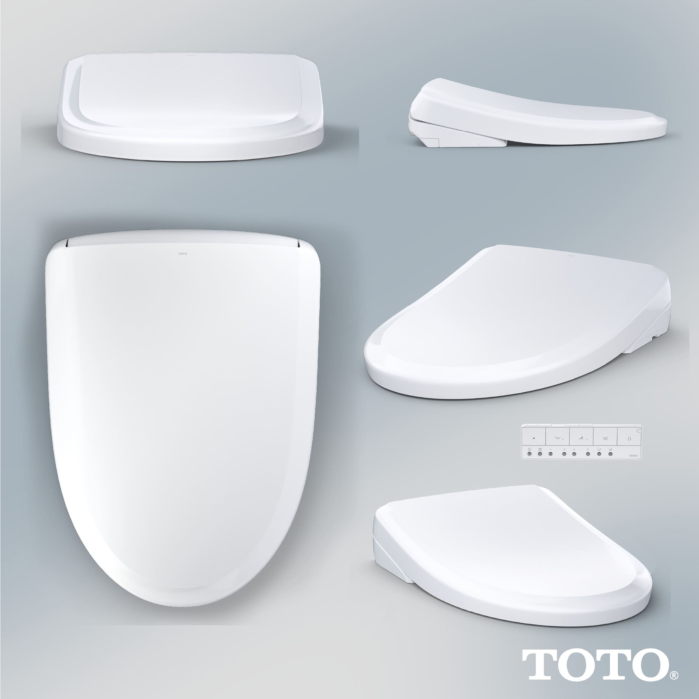 Asiento de Inodoro con Bidet Caliente de Cierre Suave y Alargado en Plástico Blanco de Algodón S7A de TOTO SW4734AT40-01