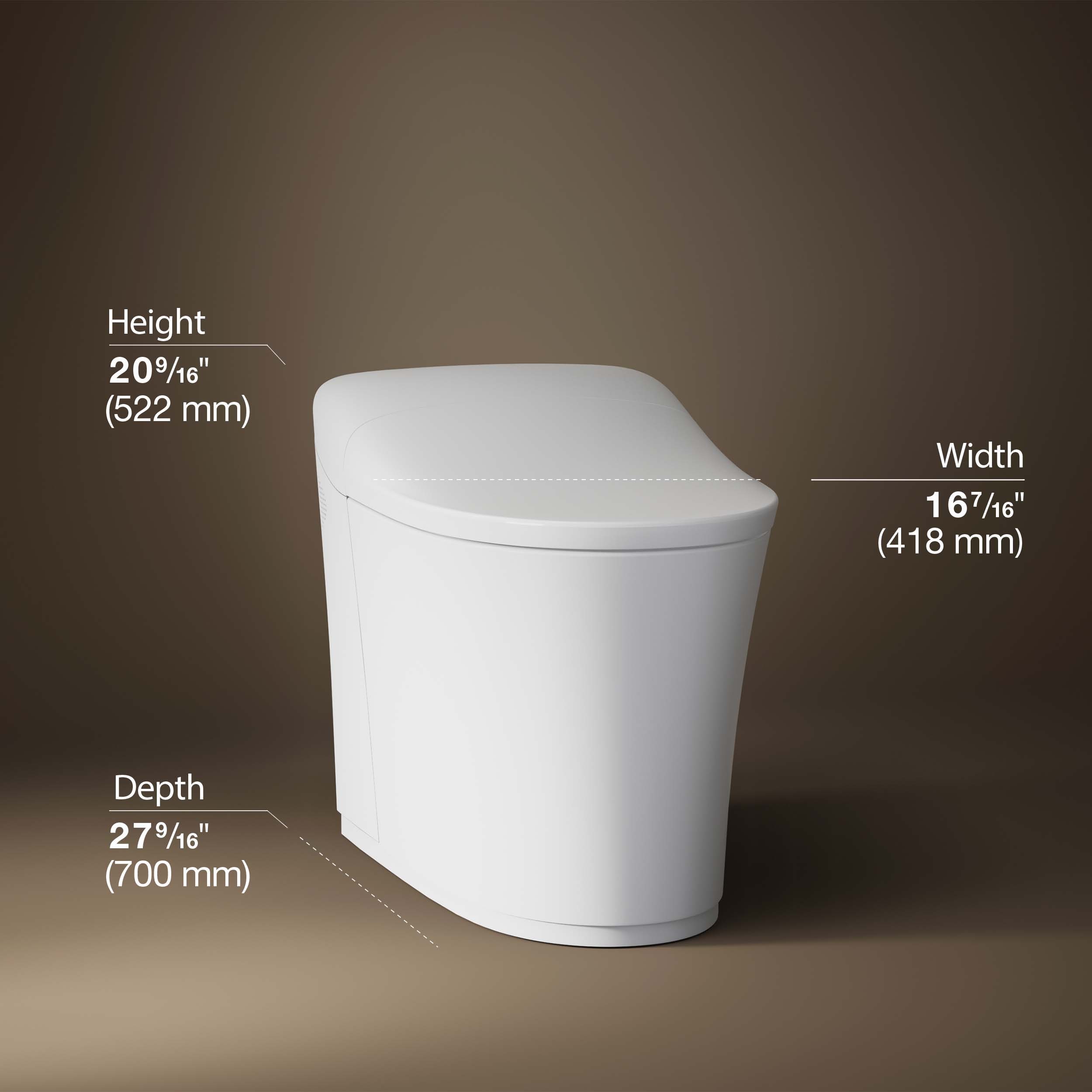 KOHLER Eir Blanco Inodoro de Altura de Silla Elongado de Doble Descarga con Cierre Suave, Bidet de 1 Pieza a 12 pulgadas WaterSense Etiqueta 1.0 GPF K-77795-0