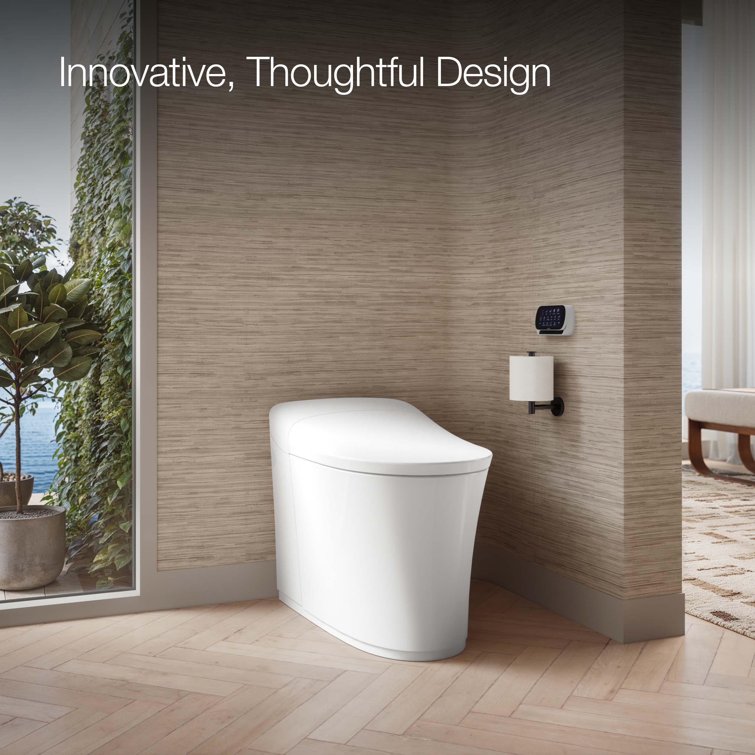 KOHLER Eir Blanco Inodoro de Altura de Silla Elongado de Doble Descarga con Cierre Suave, Bidet de 1 Pieza a 12 pulgadas WaterSense Etiqueta 1.0 GPF K-77795-0
