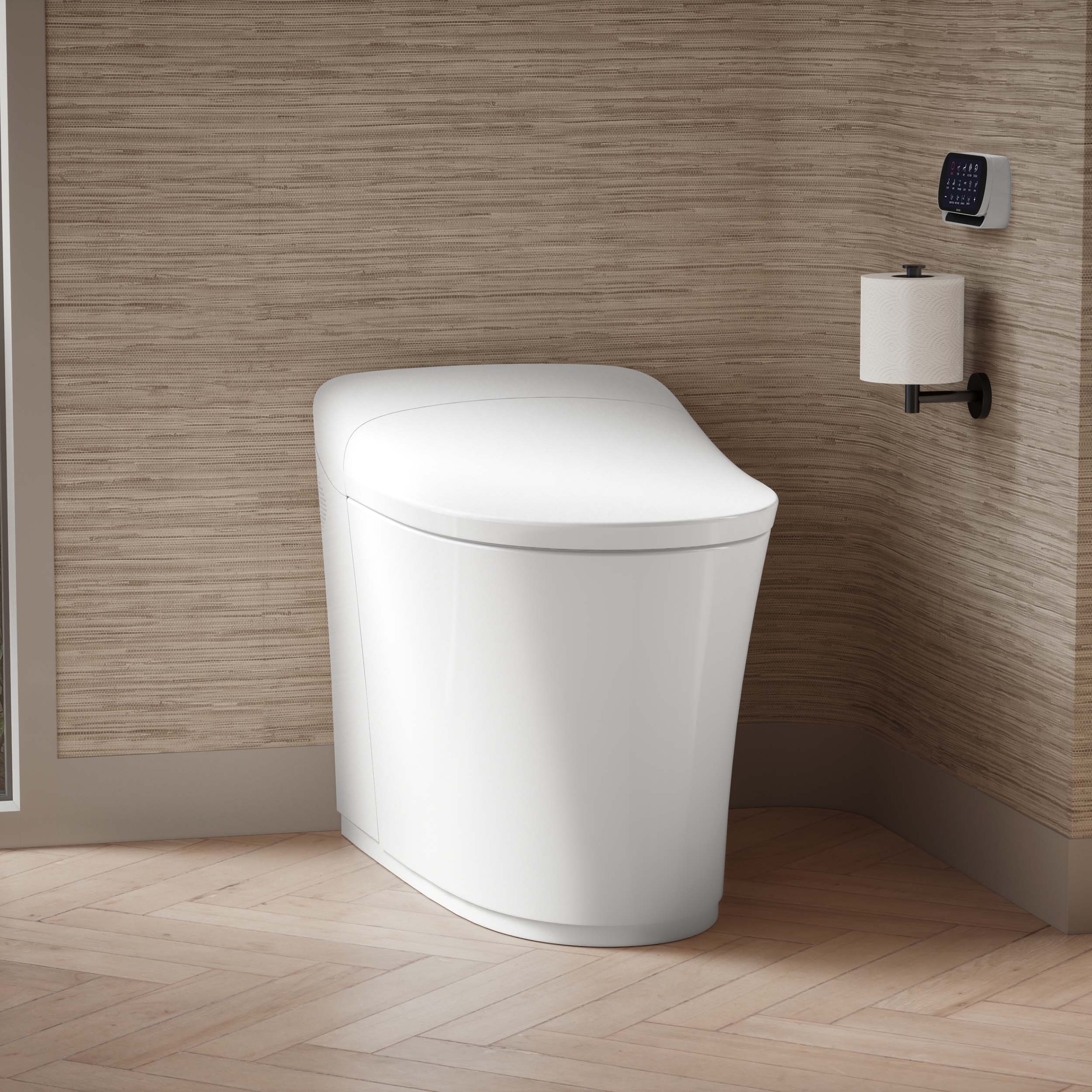 KOHLER Eir Blanco Inodoro de Altura de Silla Elongado de Doble Descarga con Cierre Suave, Bidet de 1 Pieza a 12 pulgadas WaterSense Etiqueta 1.0 GPF K-77795-0