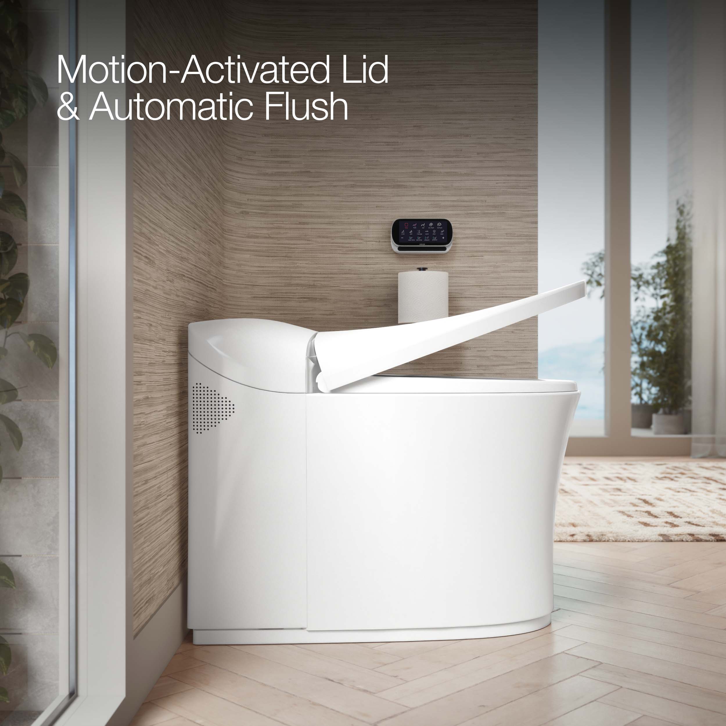 KOHLER Eir Blanco Inodoro de Altura de Silla Elongado de Doble Descarga con Cierre Suave, Bidet de 1 Pieza a 12 pulgadas WaterSense Etiqueta 1.0 GPF K-77795-0