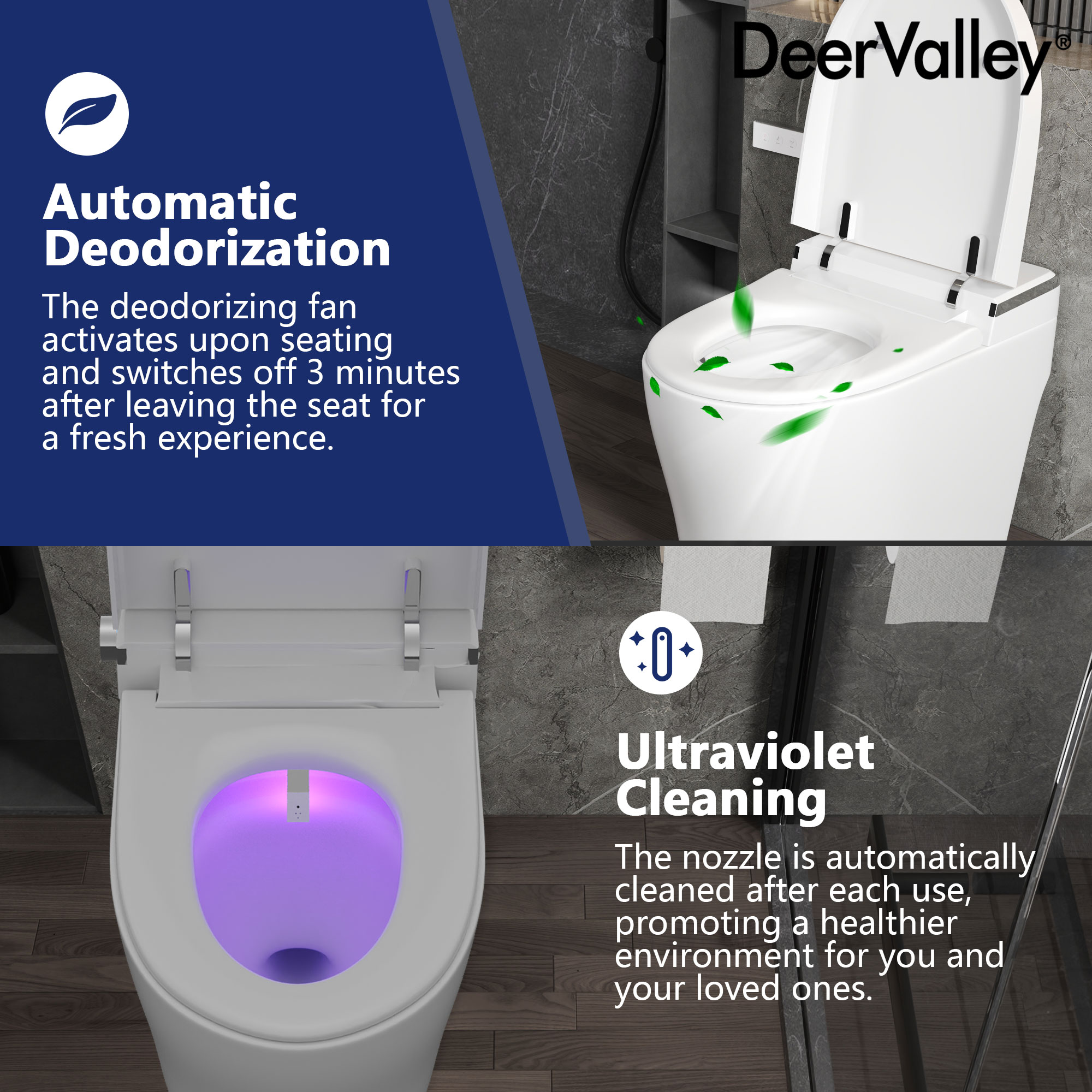 DeerValley Vertex Blanco Descarga sin Contacto Alargado Altura Estándar Inteligente Cierre Suave 1 Pieza Bidet 12 Pulgadas de Entramado Rudo 1.28 GPF DV-1S0029-V3