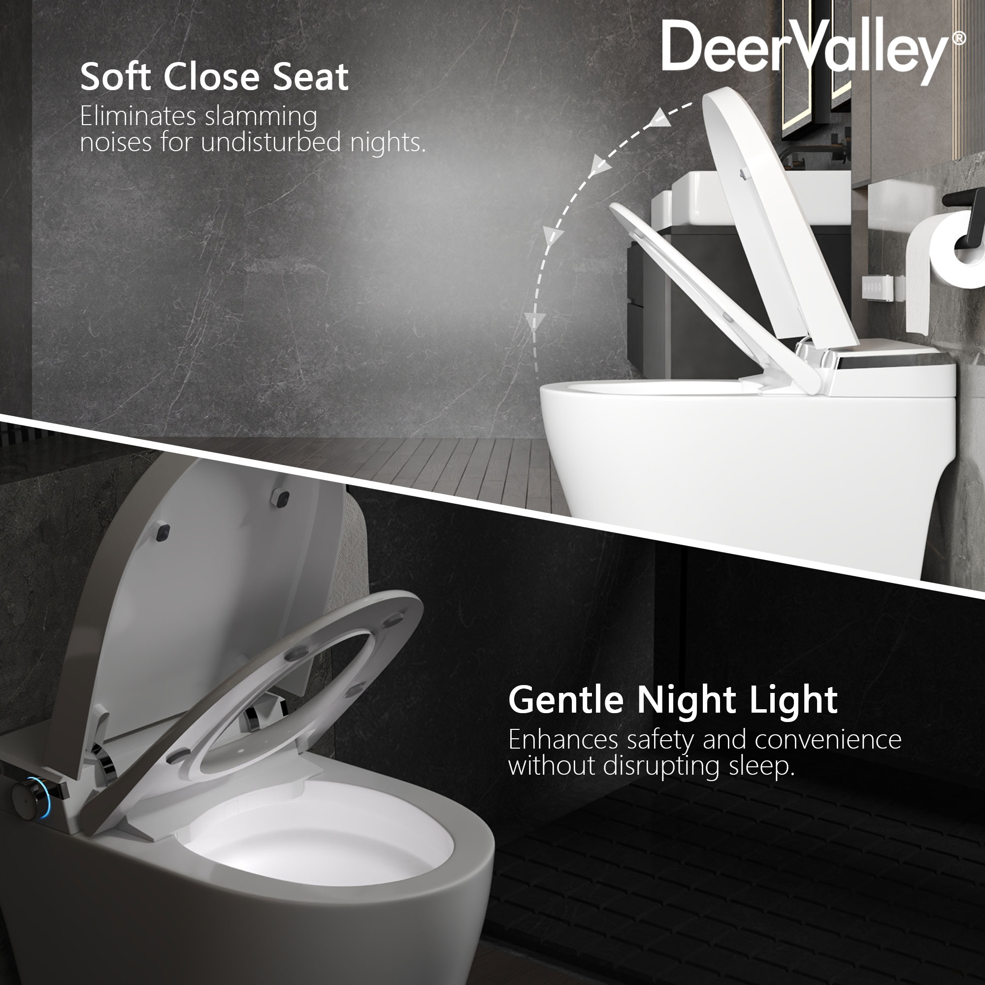 DeerValley Vertex Blanco Descarga sin Contacto Alargado Altura Estándar Inteligente Cierre Suave 1 Pieza Bidet 12 Pulgadas de Entramado Rudo 1.28 GPF DV-1S0029-V3