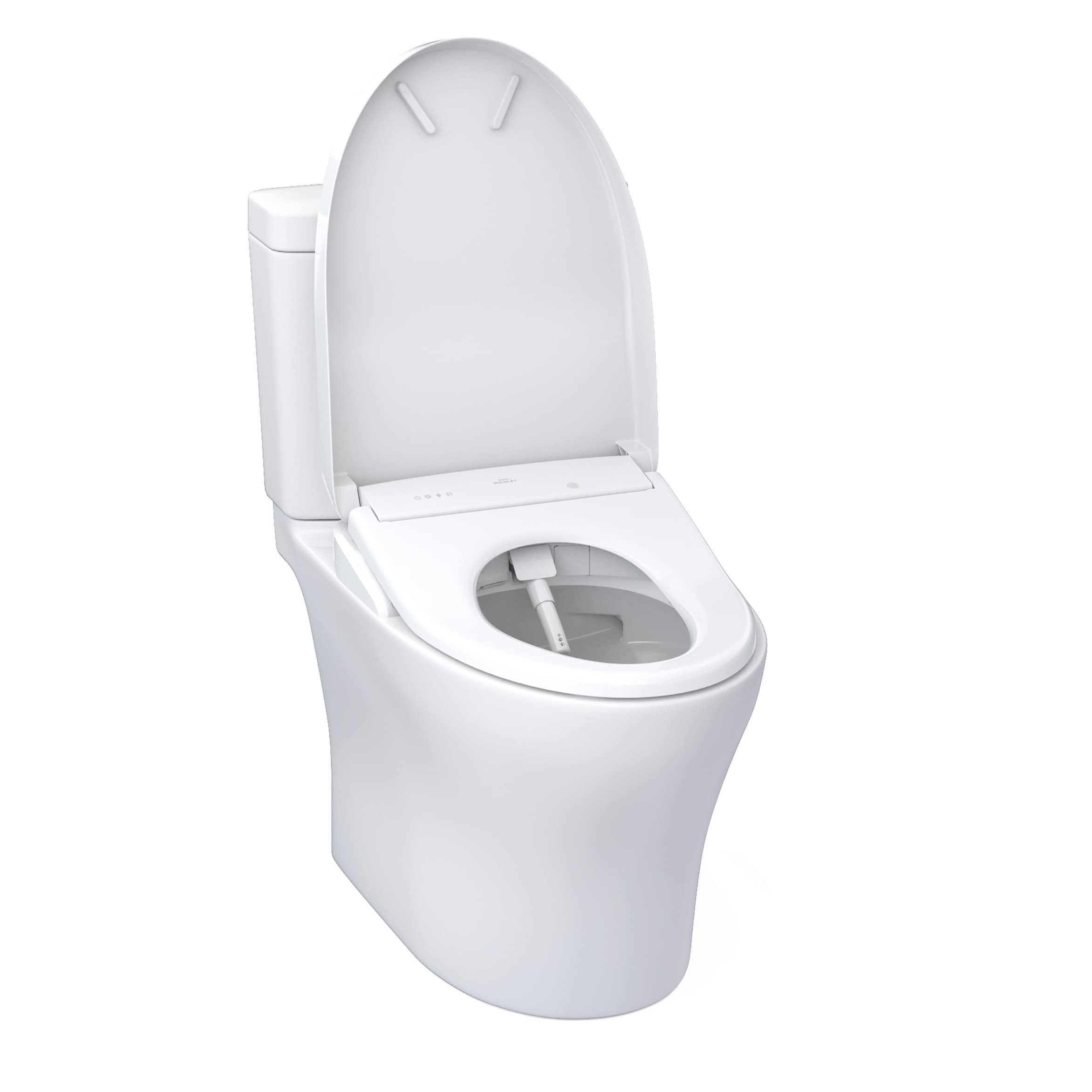TOTO Aquia Blanco Algodón con Bidet de Altura de Silla, de Descarga Dual, Alargado, de 2 Piezas, de 12 pulgadas y 1.28 GPF MW4464726CEMFGN-01
