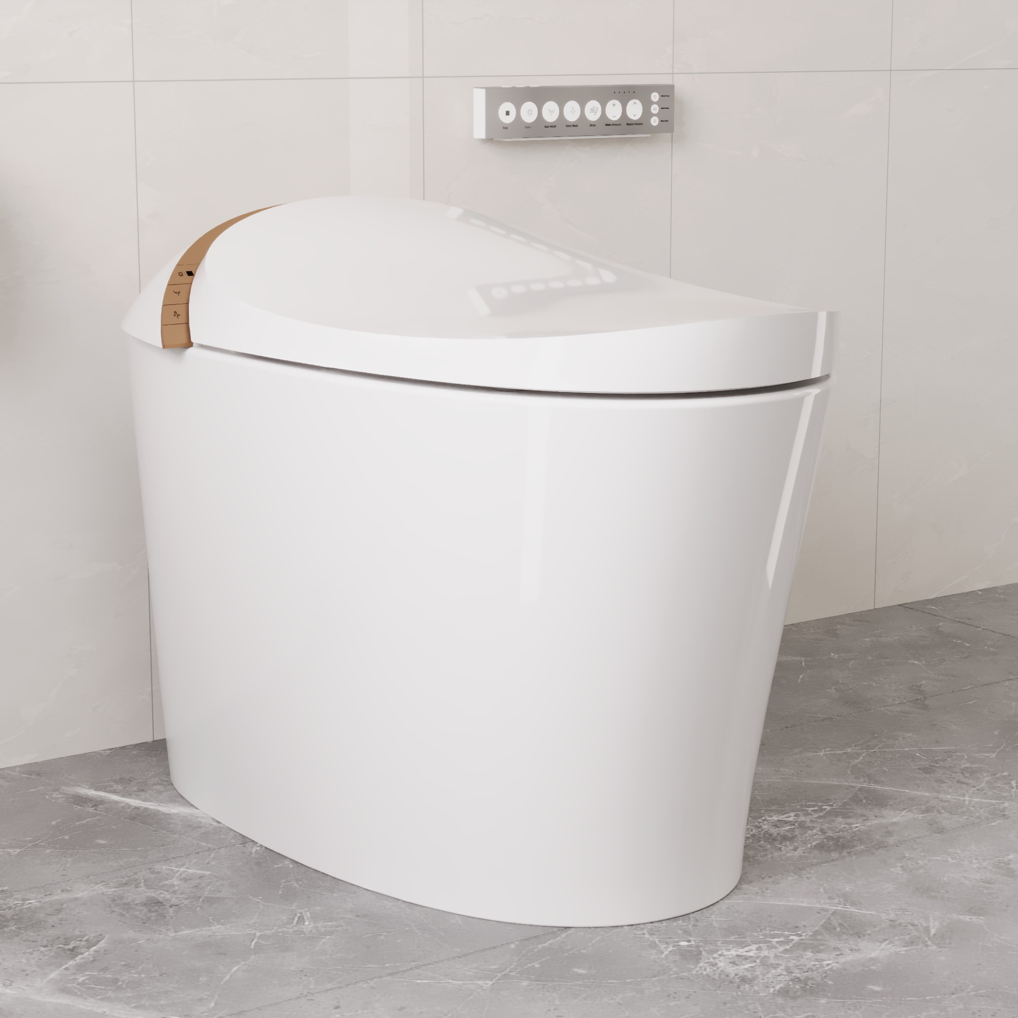 Inodoro Bidet Inteligente DeerValley Vertex Blanco de Doble Descarga, Altura Estándar alargado con Cierre Suave, 1 Pieza, 12 pulgadas de descarga áspera, 1.4 GPF DV-1S0160N