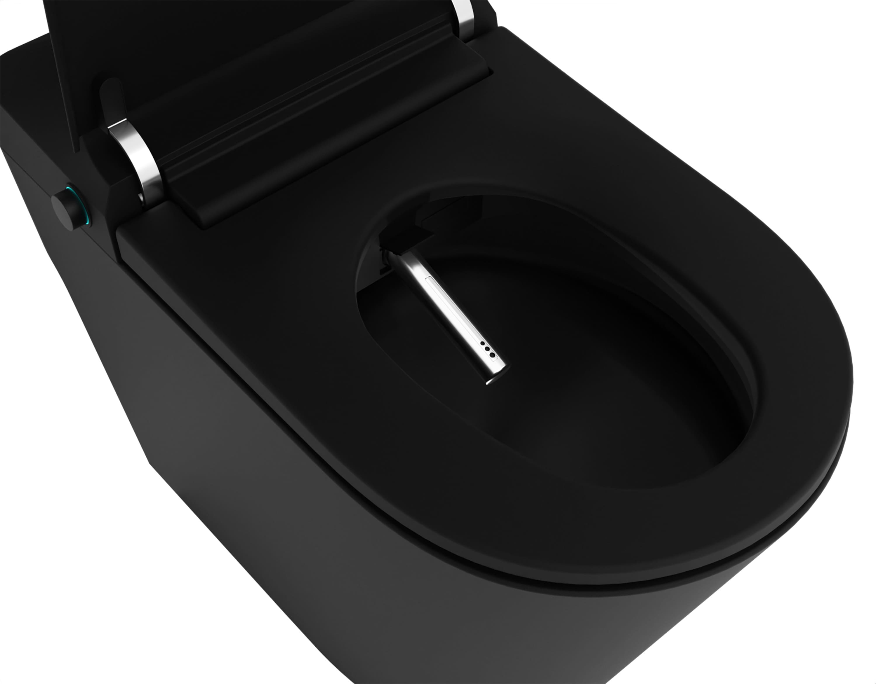 ANZZI Negro Inodoro Inteligente sin Contacto para Descarga con Asiento Suave Cierre Lento y Bidé de Altura Estándar alargado con Sistema de Descarga de 12 pulgadas y 1.28 GPF TL-ST950WIFI-MB