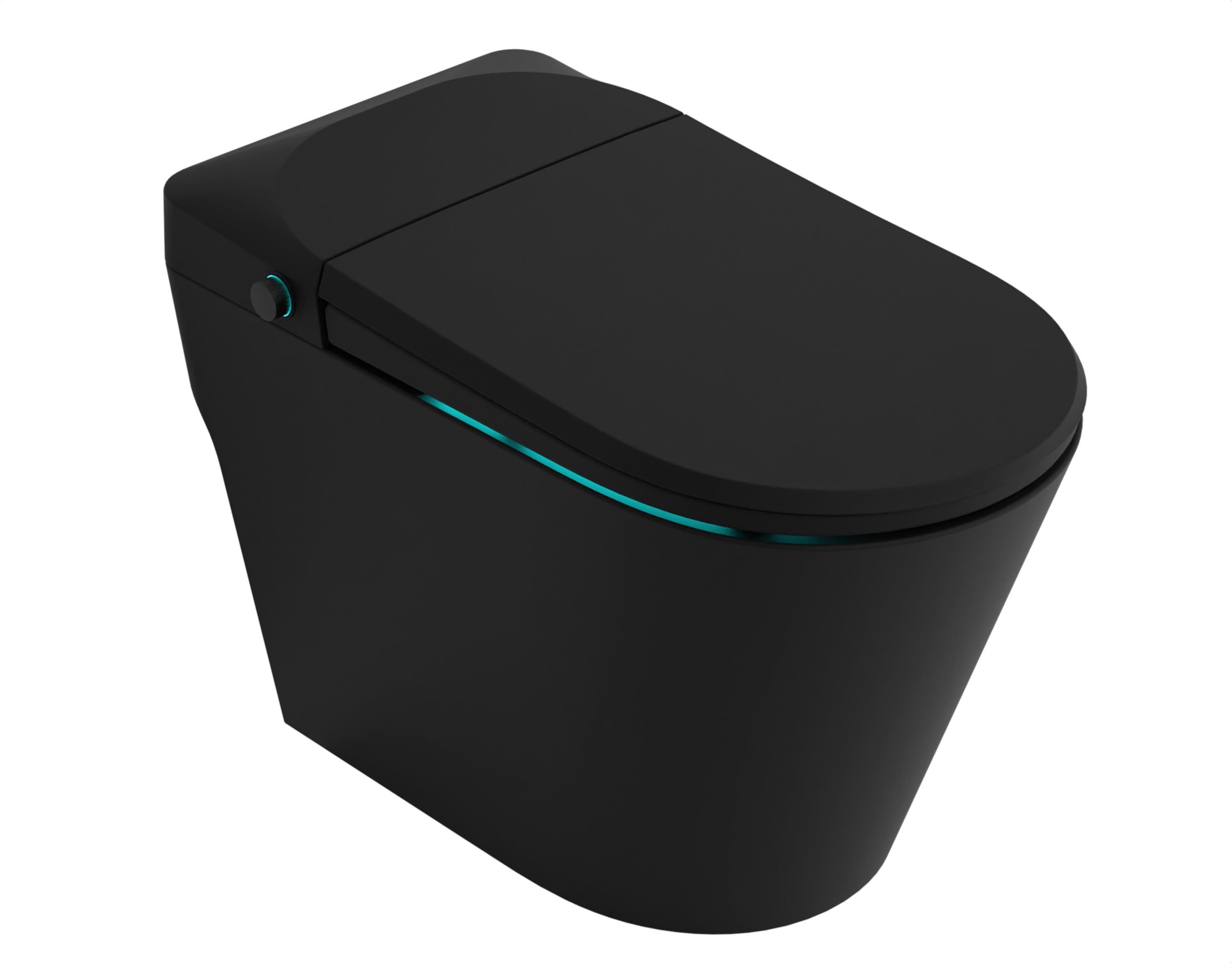 ANZZI Negro Inodoro Inteligente sin Contacto para Descarga con Asiento Suave Cierre Lento y Bidé de Altura Estándar alargado con Sistema de Descarga de 12 pulgadas y 1.28 GPF TL-ST950WIFI-MB