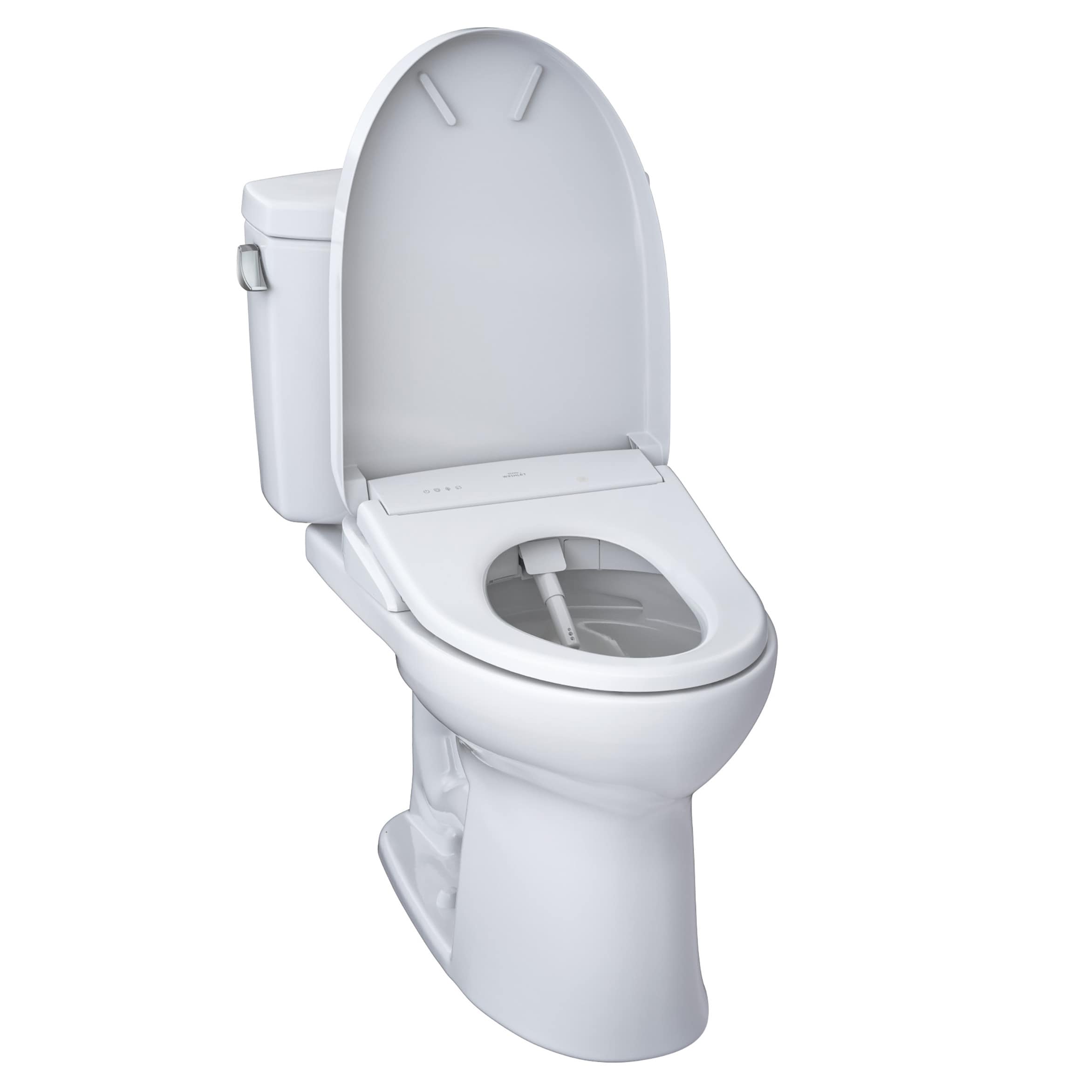 TOTO WASHLET+ Blanco de Algodón Sencillo Alargado Altura Estándar Cierre Suave Inodoro de dos piezas con Bidet Rough-In de 12 pulgadas 1.28 GPF MW4544726CEFG-01