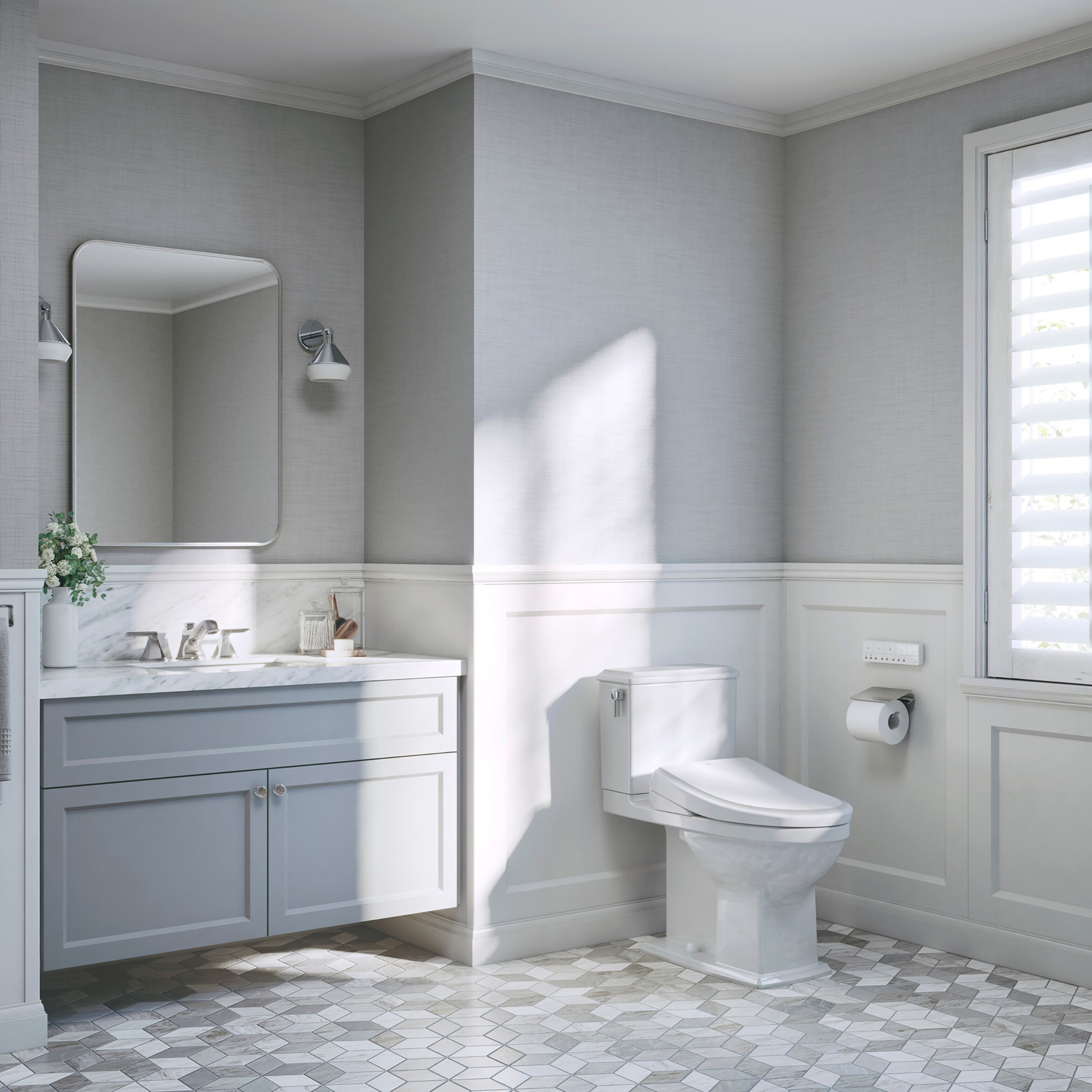 Asiento de inodoro bidet térmico con cierre suave alargado de plástico blanco TOTO S7