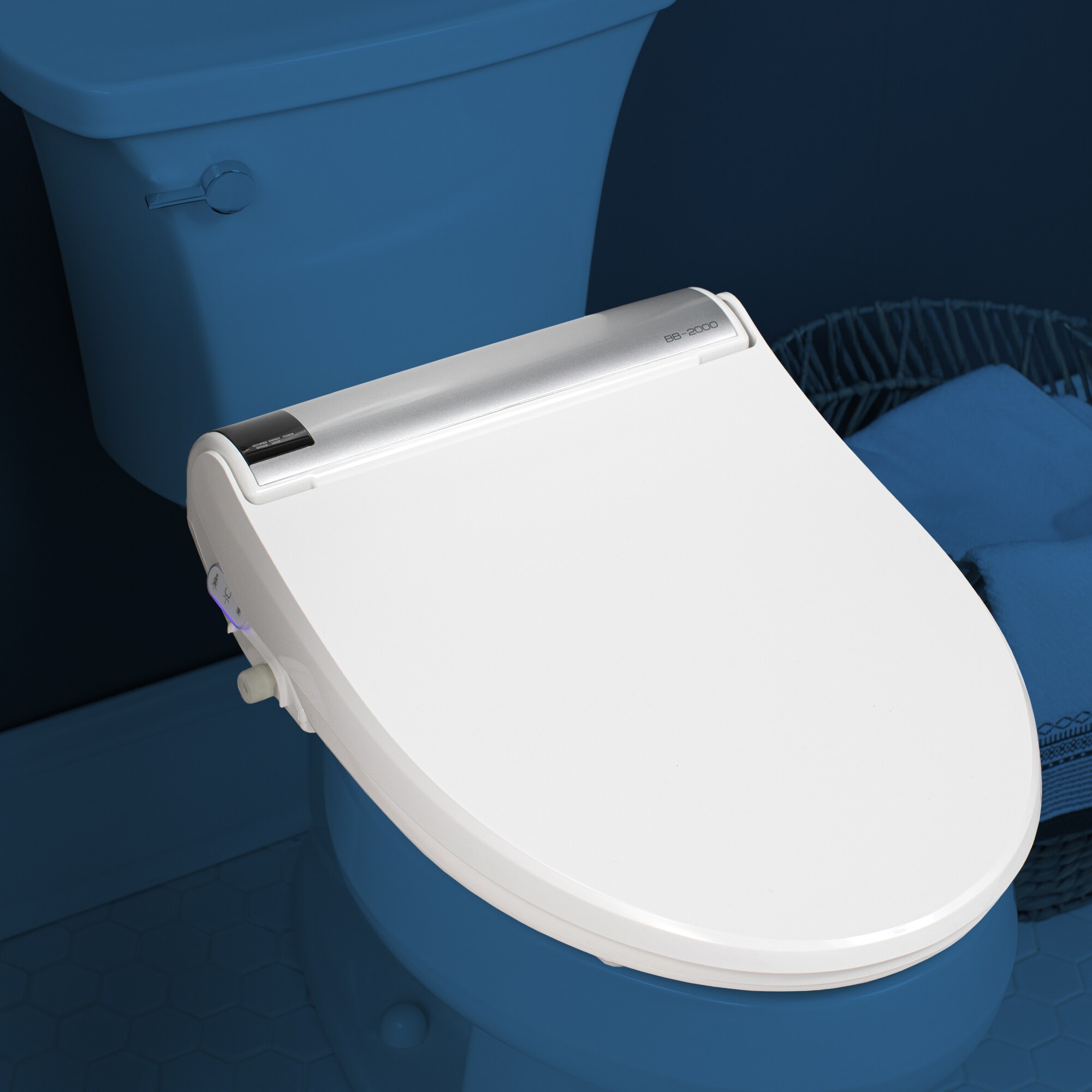 Asiento de Inodoro con Bidé Calentito y Cierre Suave para Inodoro Alargado de Plástico Blanco Bio Bidet BB-2000 DRY