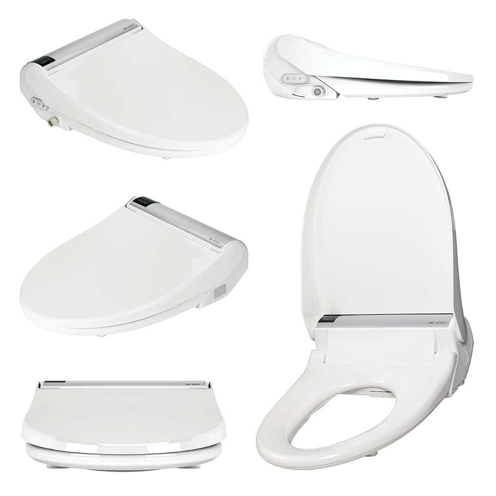 Asiento de Inodoro con Bidé Calentito y Cierre Suave para Inodoro Alargado de Plástico Blanco Bio Bidet BB-2000 DRY