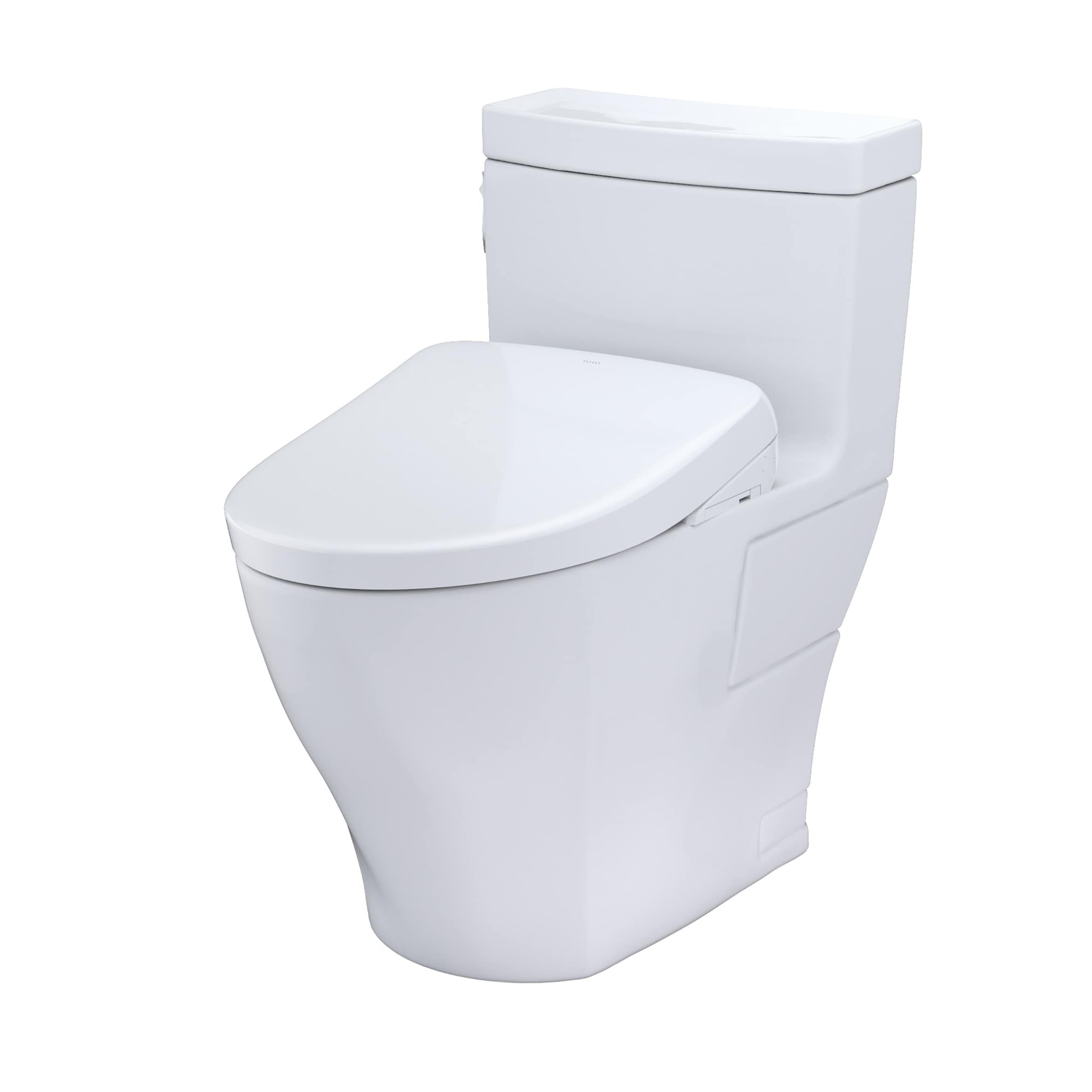 Bidé de una sola pieza alargado con altura de silla suave y cierre suave en blanco de algodón TOTO Aimes 1.28 GPF MW6264736CEFGA-01.