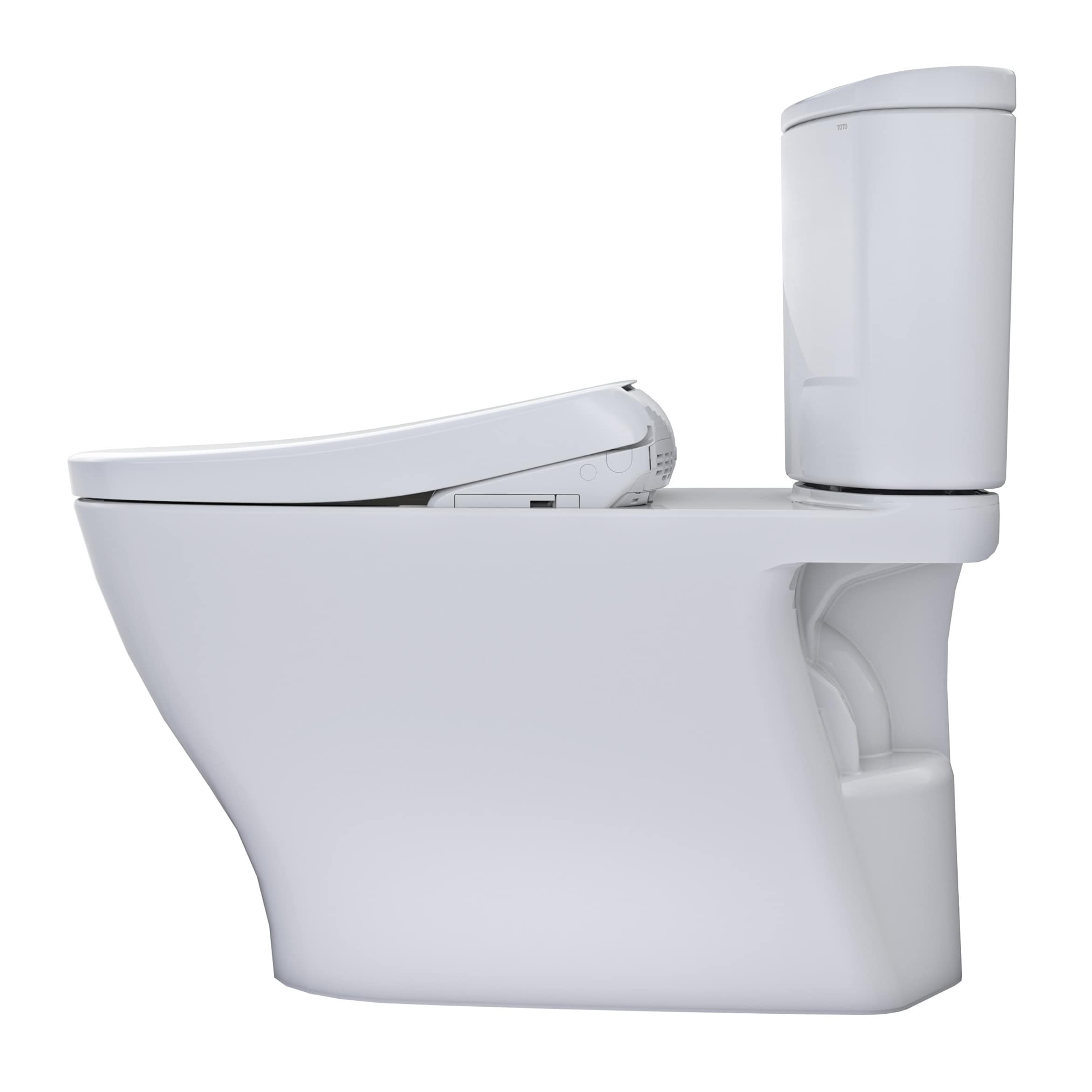 TOTO Nexus Blanco de Algodón Individual Alargado Altura de Silla Suave Cierre Suave de 2 Piezas Bidet de 12 Pulgadas de Descarga de 1.28 GPF MW4424736CEFGA-01.