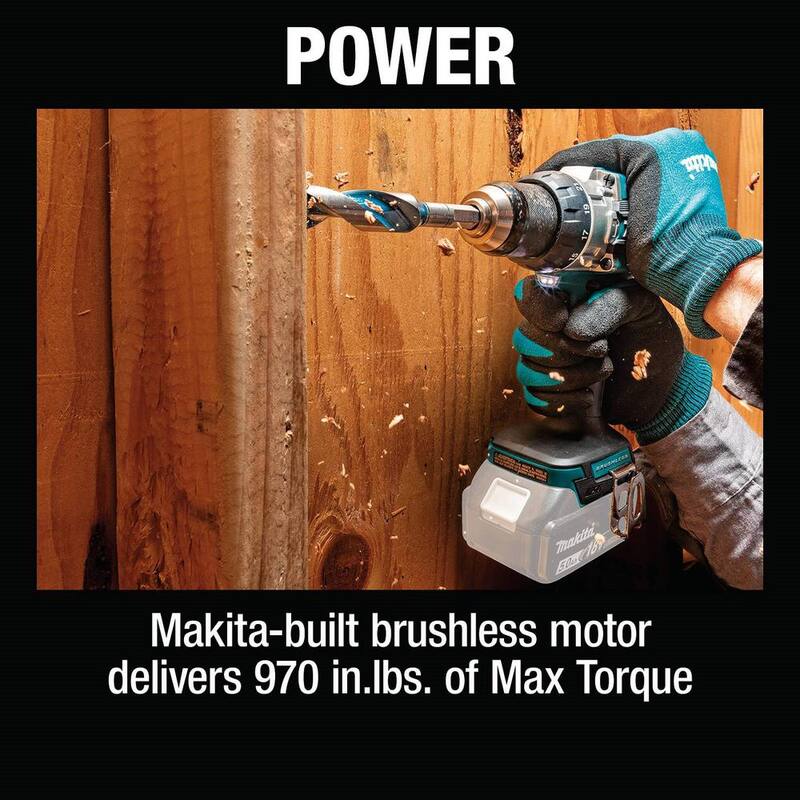 Makita Taladro-Atornillador Compacto Inalámbrico sin Escobillas de 1/2 pulgadas de 18 Voltios LXT de Iones de Litio (Herramienta solamente) - XPH16Z