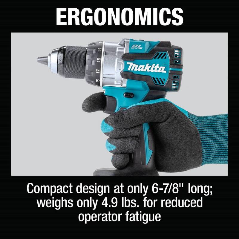 Makita Taladro-Atornillador Compacto Inalámbrico sin Escobillas de 1/2 pulgadas de 18 Voltios LXT de Iones de Litio (Herramienta solamente) - XPH16Z