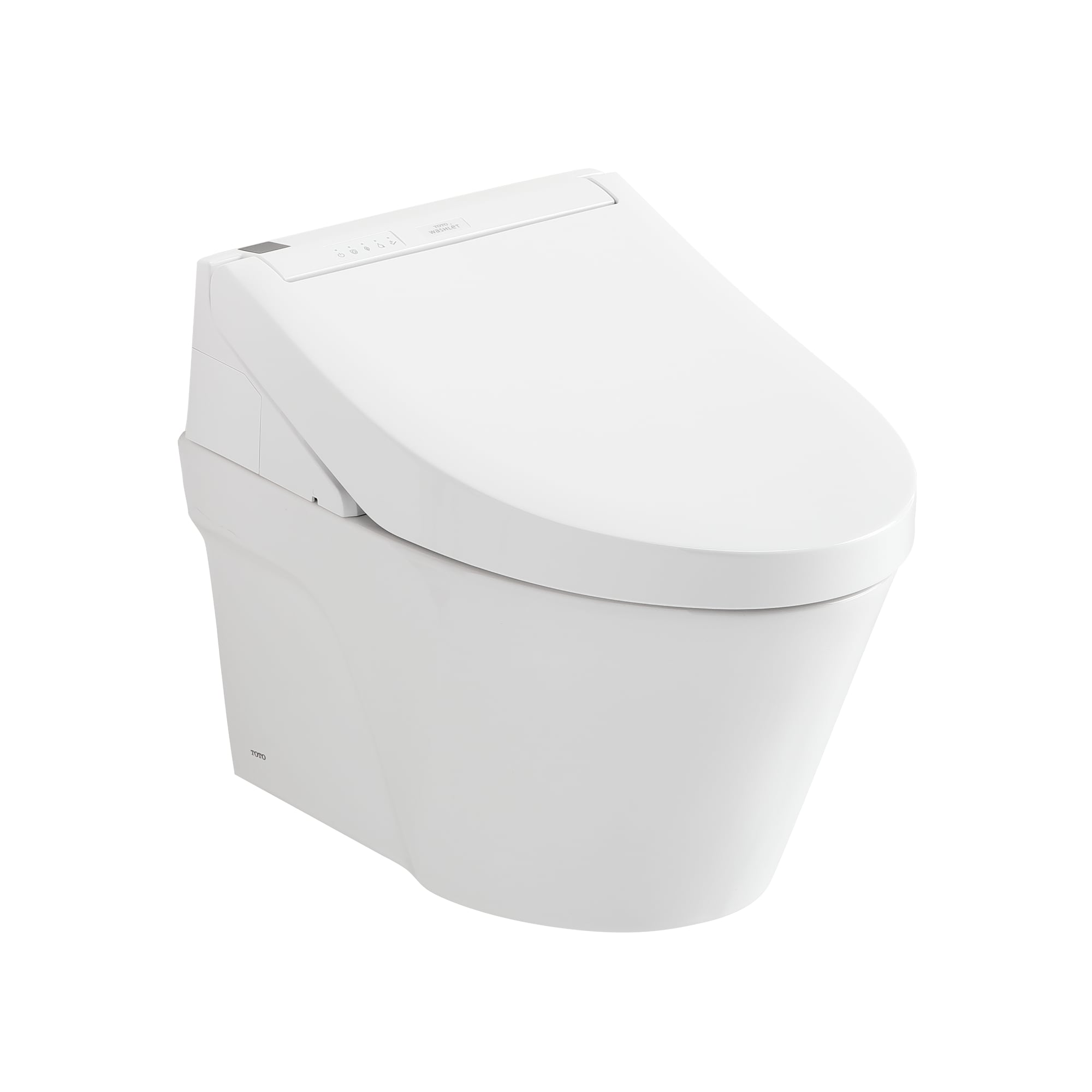 Washlet+ plateado mate con doble descarga, altura estándar, cierre suave, bidé de pared sin tanque, conexión a pared, etiqueta WaterSense de 1.28 GPF.
