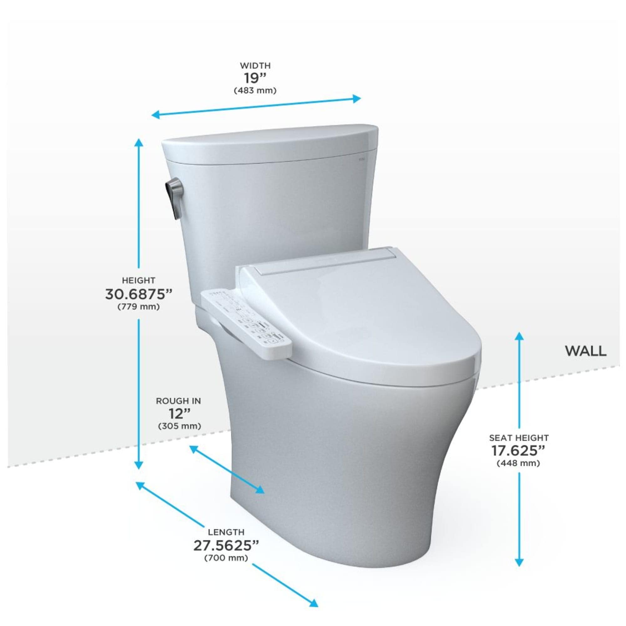 TOTO Bidet de 2 piezas Alargado con descarga dual en color blanco de algodón y cierre suave - Altura estándar - Etiquetado WaterSense 1.28 GPF - 12 pulgadas de Rough-In MW4483074CEMFGN-01