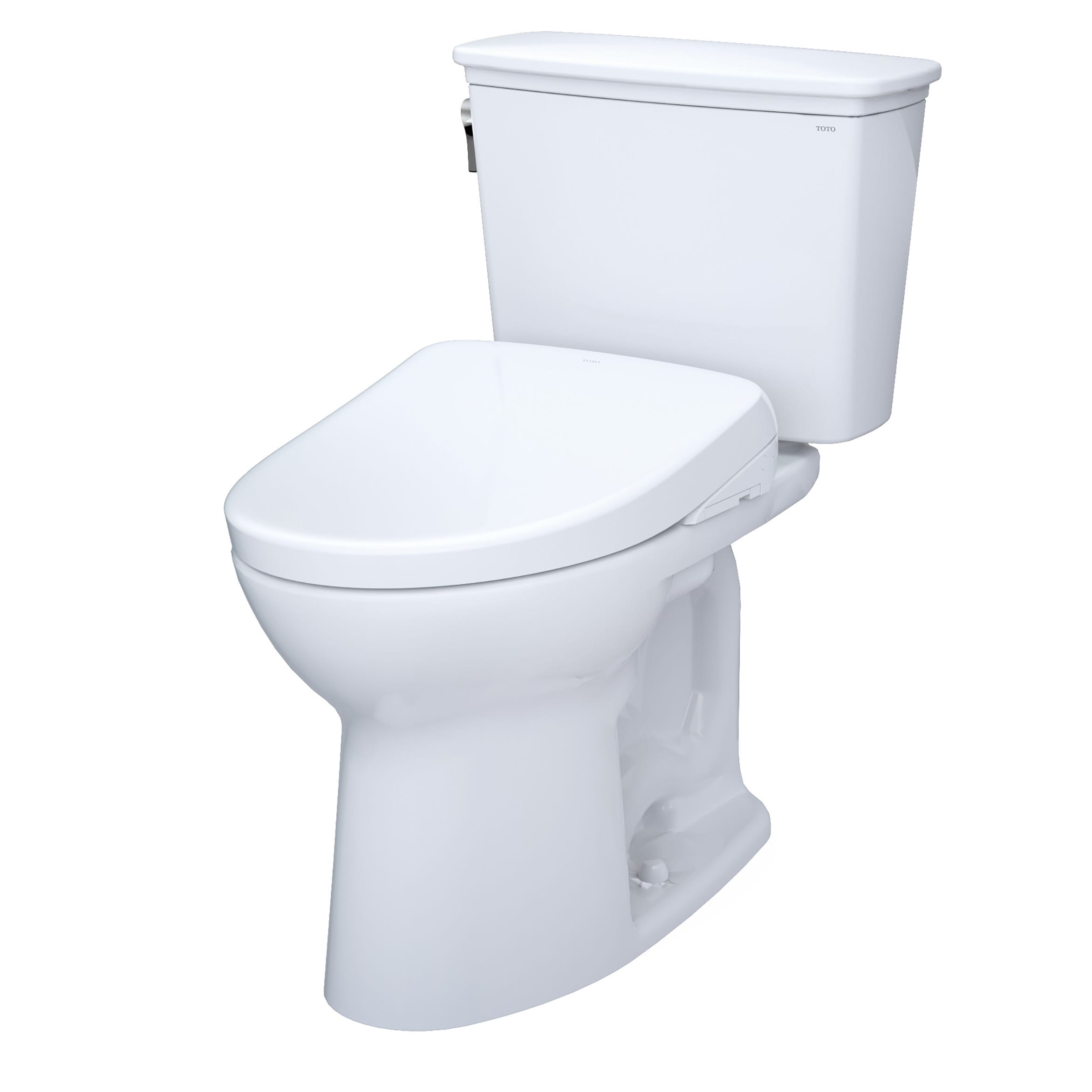 Inodoro TOTO Drake Algodón Blanco Alargado Individual Altura Estándar Cierre Suave de 2 piezas con Bidet Áspero de 10 pulgadas y descarga de 1.28 GPF MW7864736CEFGA.10-01.