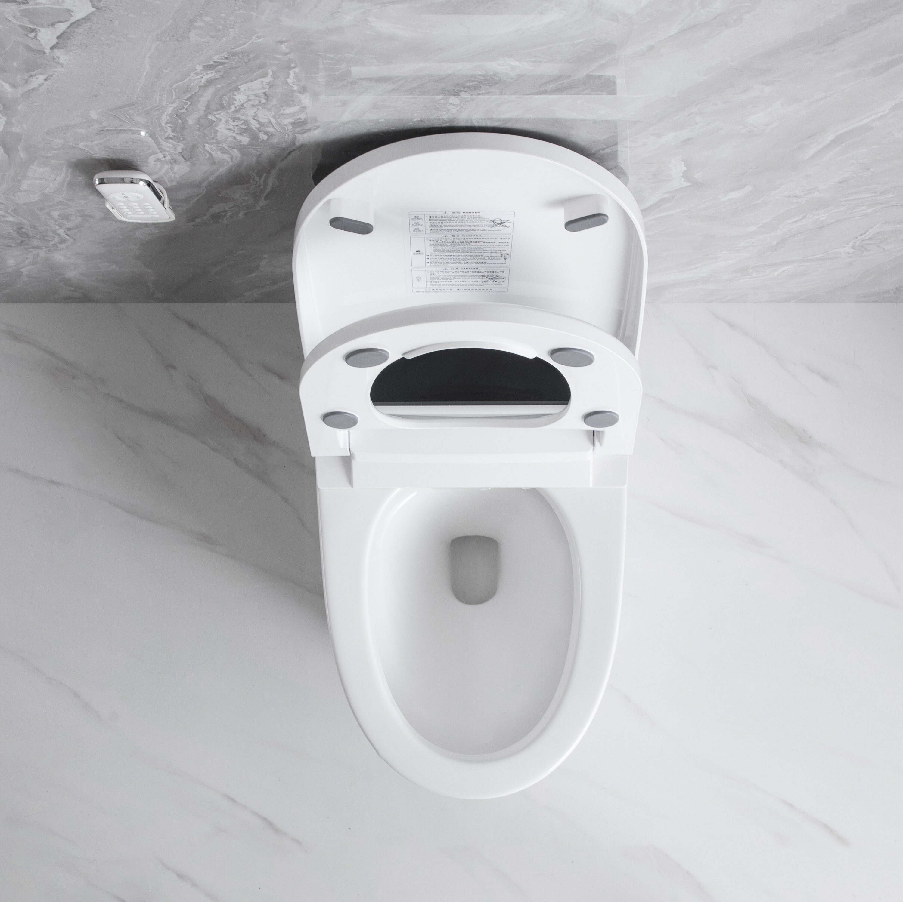 Bidé Blanco Individual Alargado Altura Estándar Suave Cierre Automático Inteligente de Mondawe de 1 pieza con Descarga Suave de 12 pulgadas - 1.28 GPF MD-BT-99068.