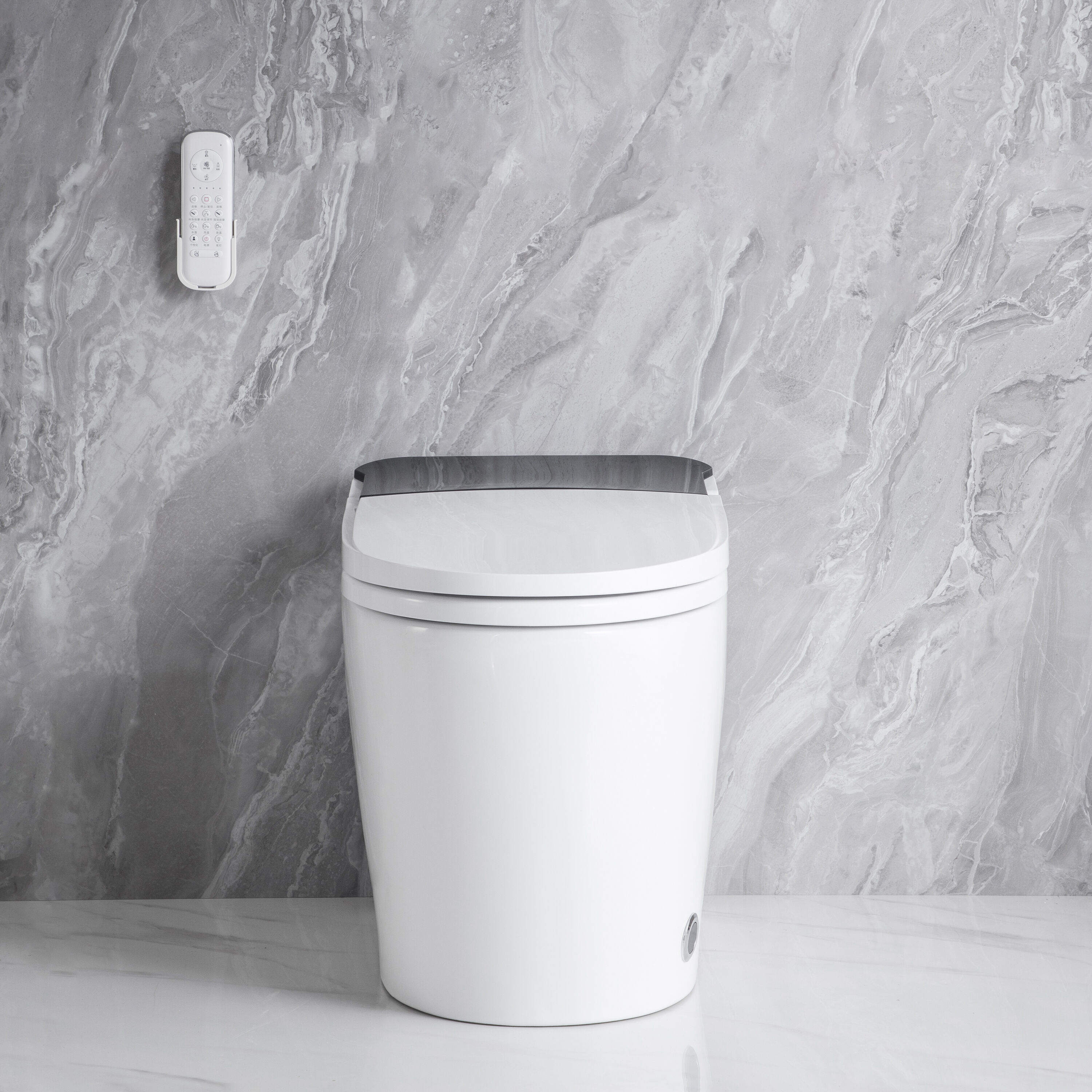 Bidé Blanco Individual Alargado Altura Estándar Suave Cierre Automático Inteligente de Mondawe de 1 pieza con Descarga Suave de 12 pulgadas - 1.28 GPF MD-BT-99068.