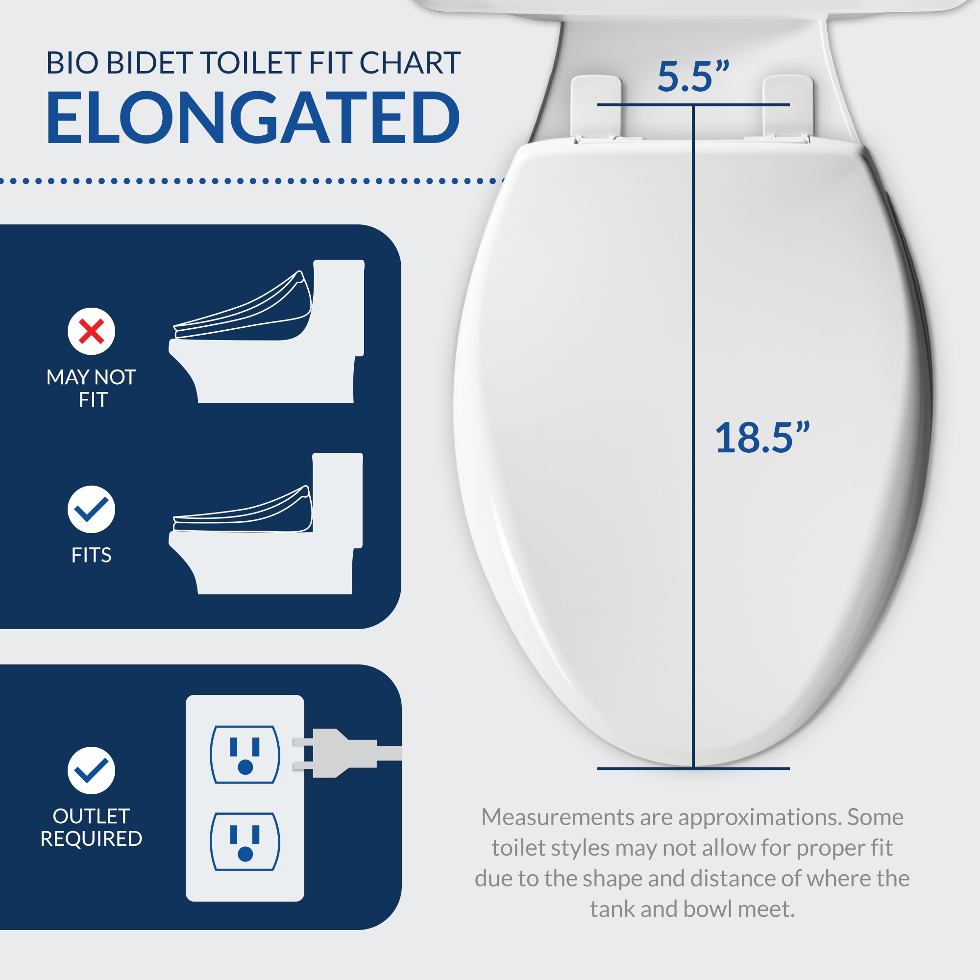 Asiento de inodoro con bidet calentado de cierre suave alargado de plástico blanco Bio Bidet BB-500