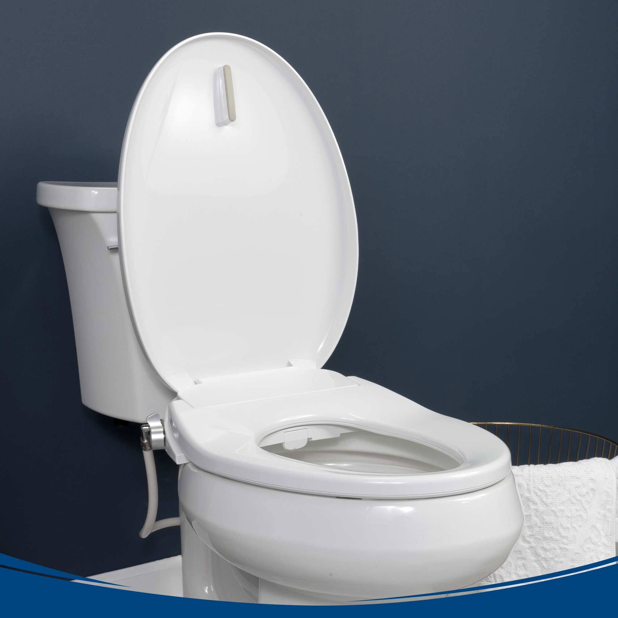 Asiento de inodoro con bidet calentado de cierre suave alargado de plástico blanco Bio Bidet BB-500