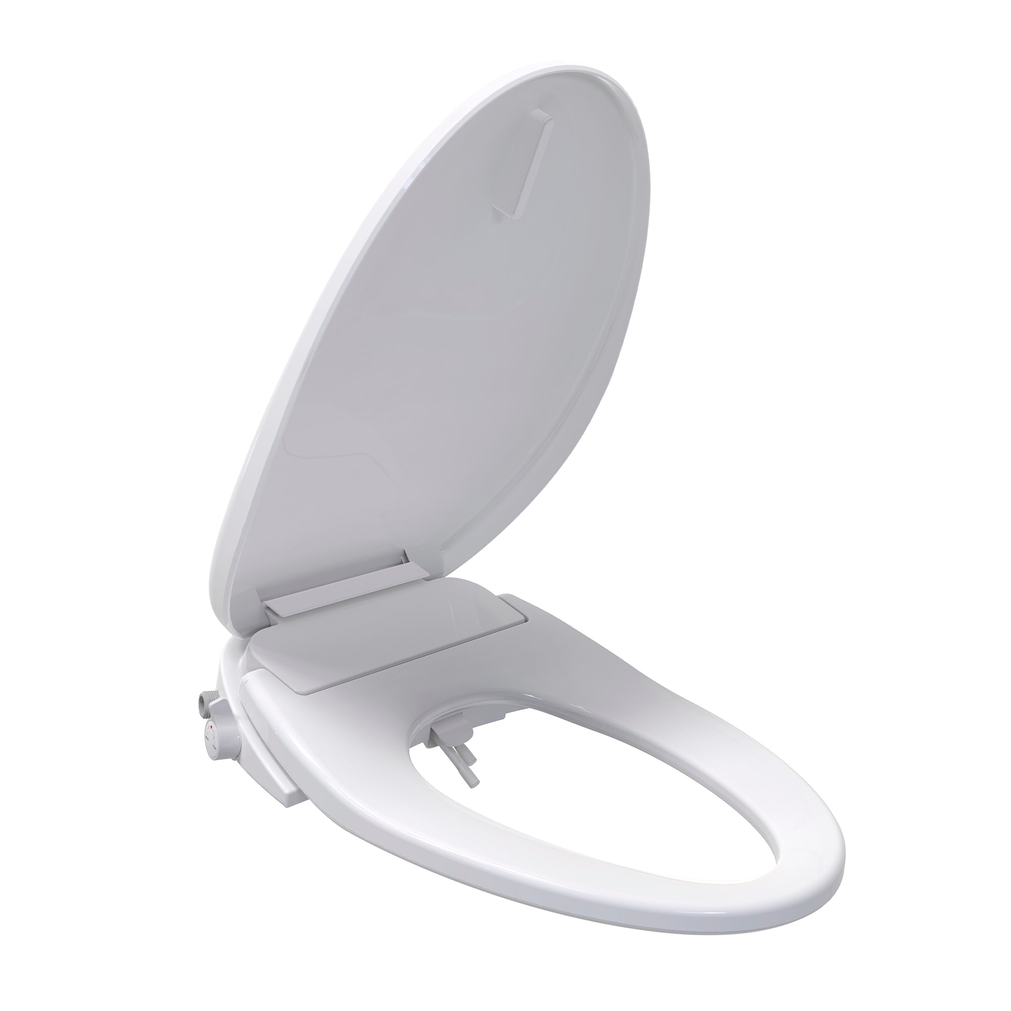 Asiento de inodoro con bidet calentado de cierre suave alargado de plástico blanco Bio Bidet BB-500