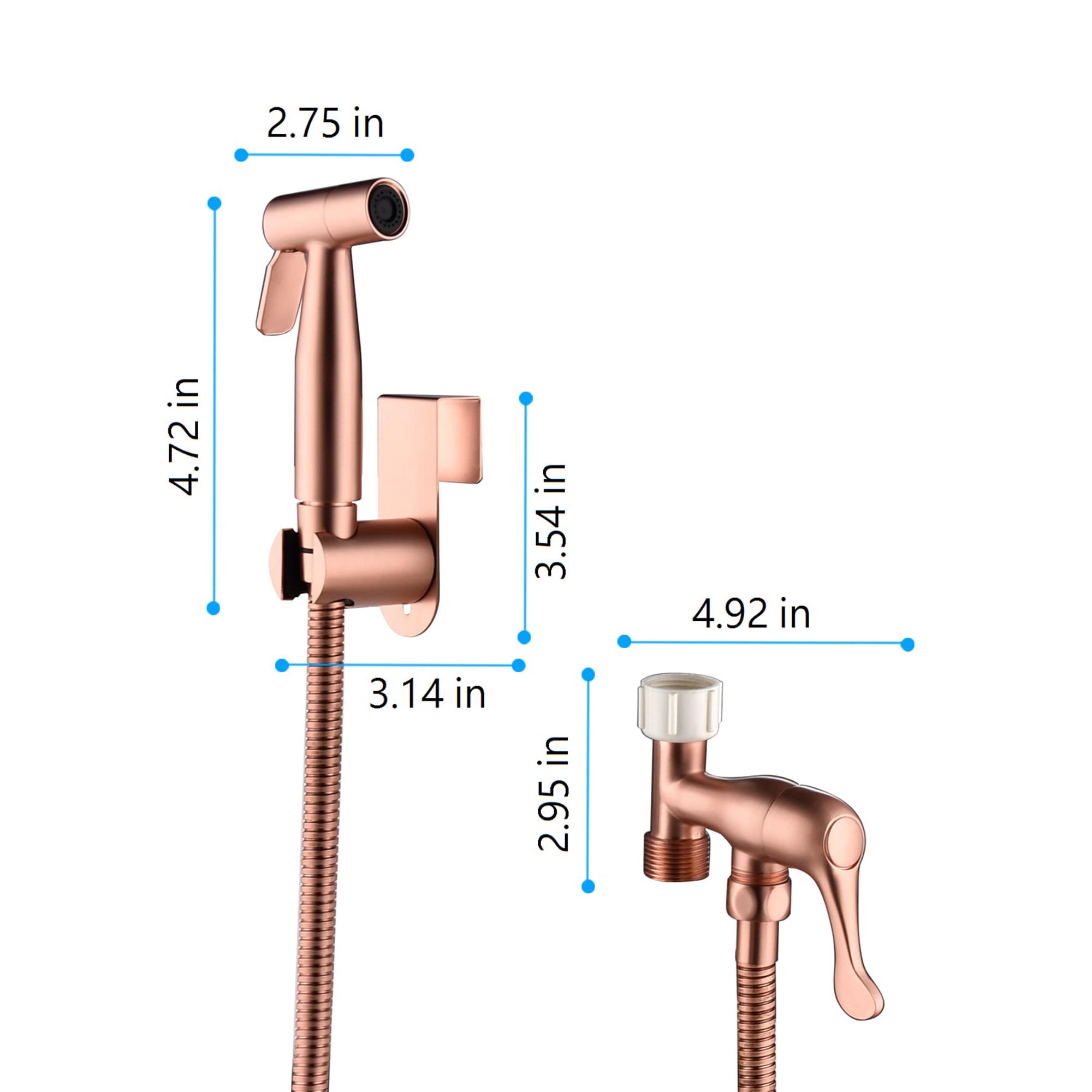 Rociador de bidé de mano montado en el inodoro en color oro rosa WELLFOR DTG-20BDRG