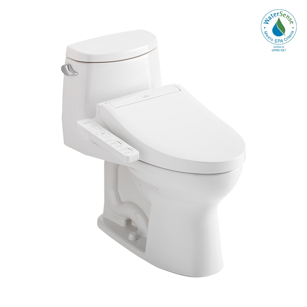 Bidet TOTO Washlet+ Blanco Algodón Individual Alargado Altura estándar Cierre suave de una sola pieza con descarga de 1.28 GPF y etiqueta WaterSense de 12 pulgadas MW6043074CEFG-01