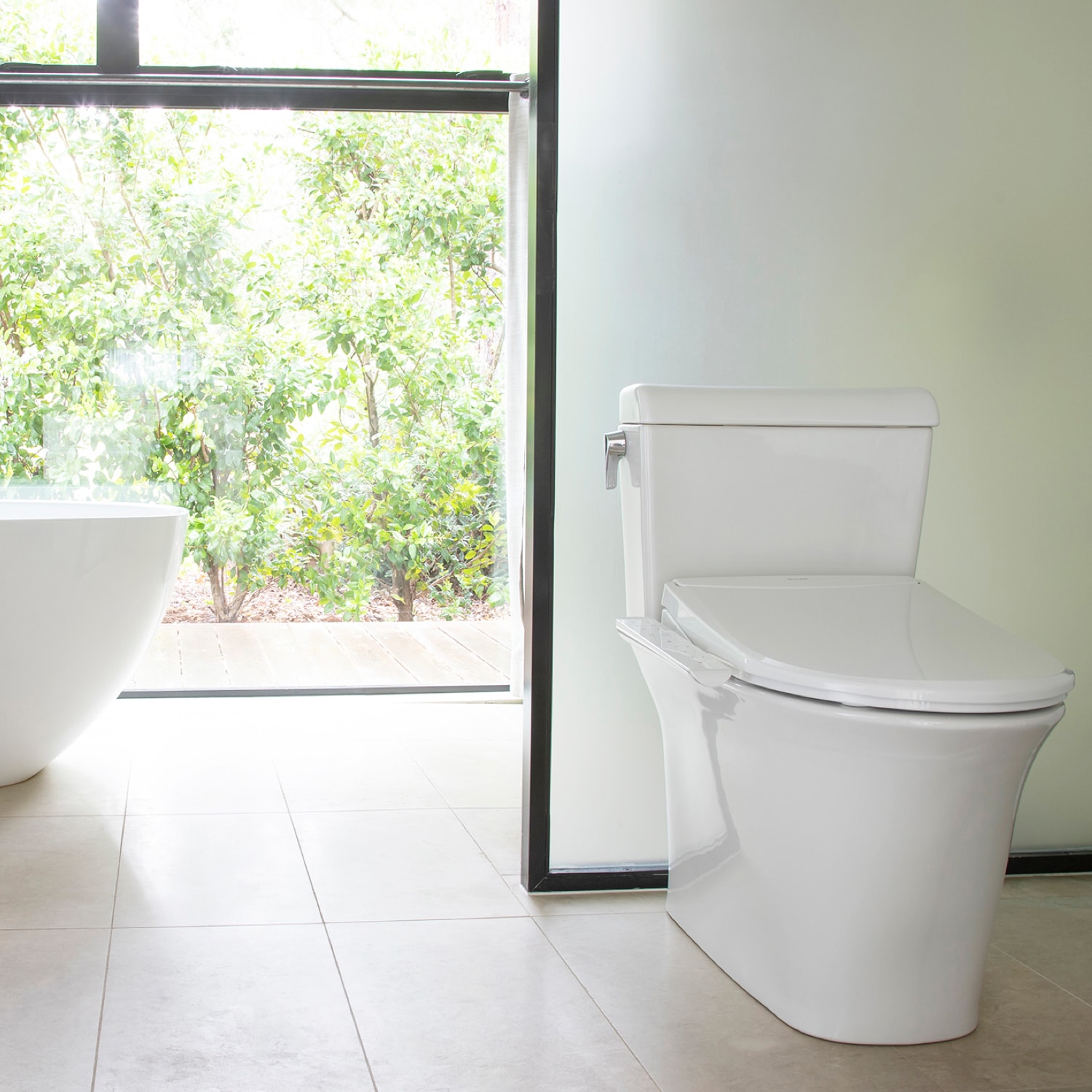 Asiento de Bidet de Lujo con Control Lateral, Taza Redonda Blanca T22-RW de Brondell Swash Thinline