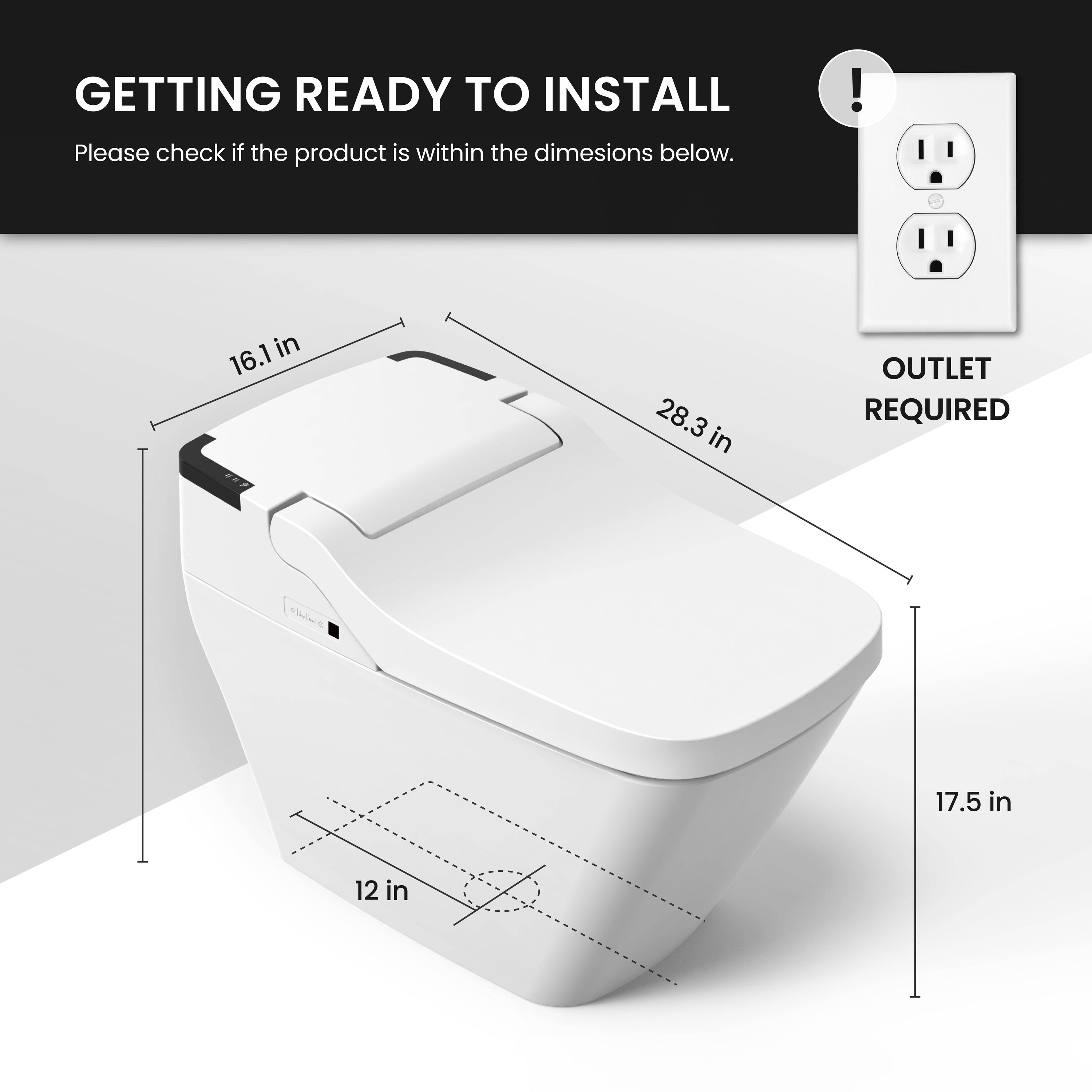 WC Inteligente de Altura Estándar con Doble Descarga LED UV-A Blanco Soft Close de VOVO STYLEMENT