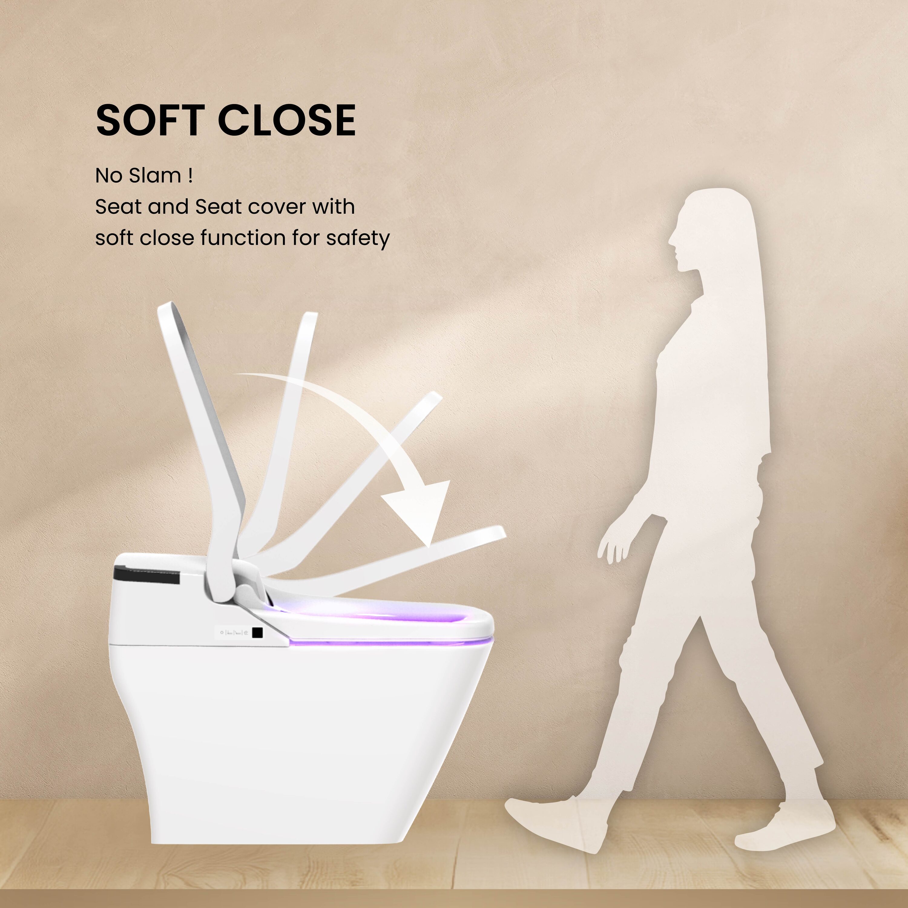 WC Inteligente de Altura Estándar con Doble Descarga LED UV-A Blanco Soft Close de VOVO STYLEMENT