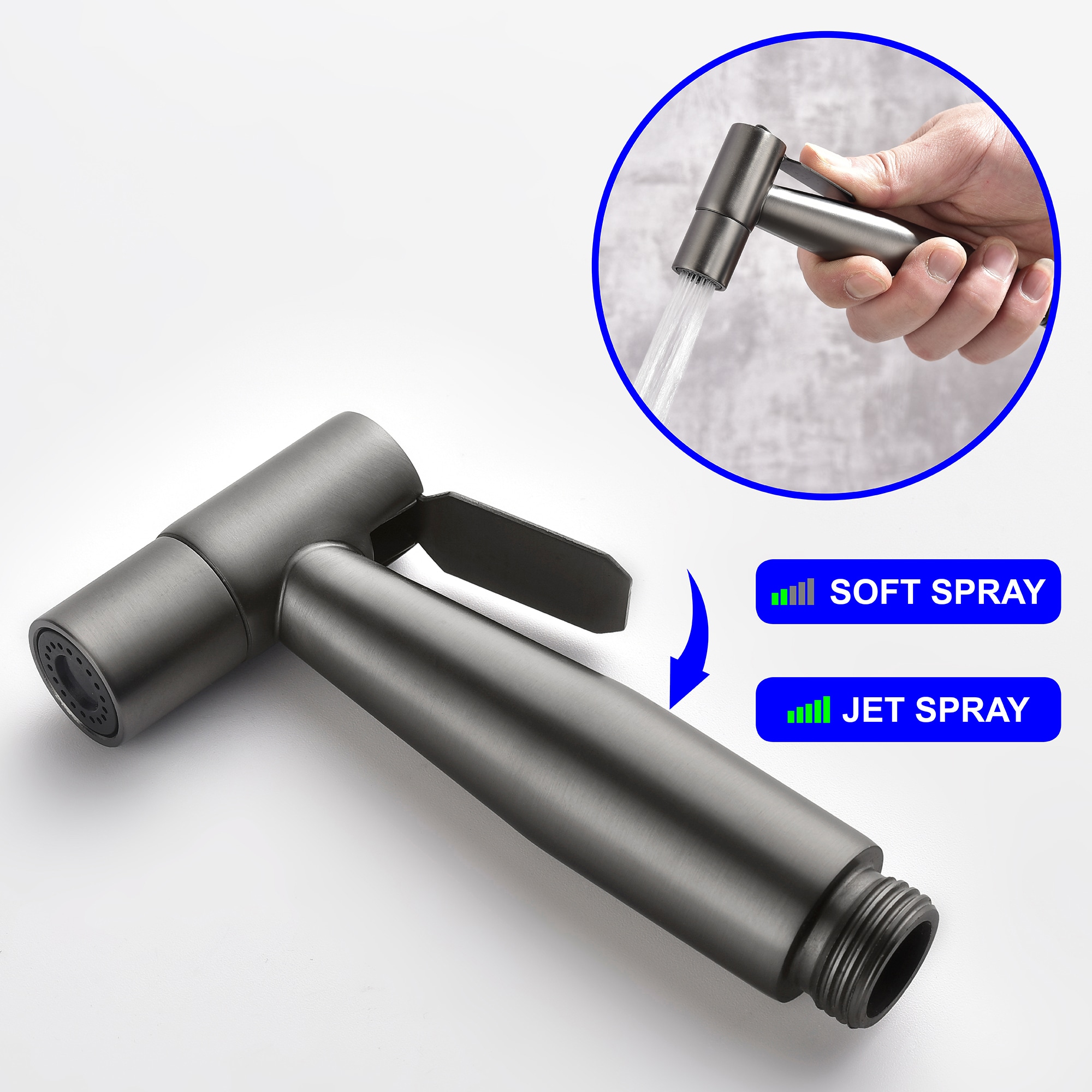 Rociador de bidé de mano montado en el inodoro color gris pistola de Clihome CSMD-BF160-29GG