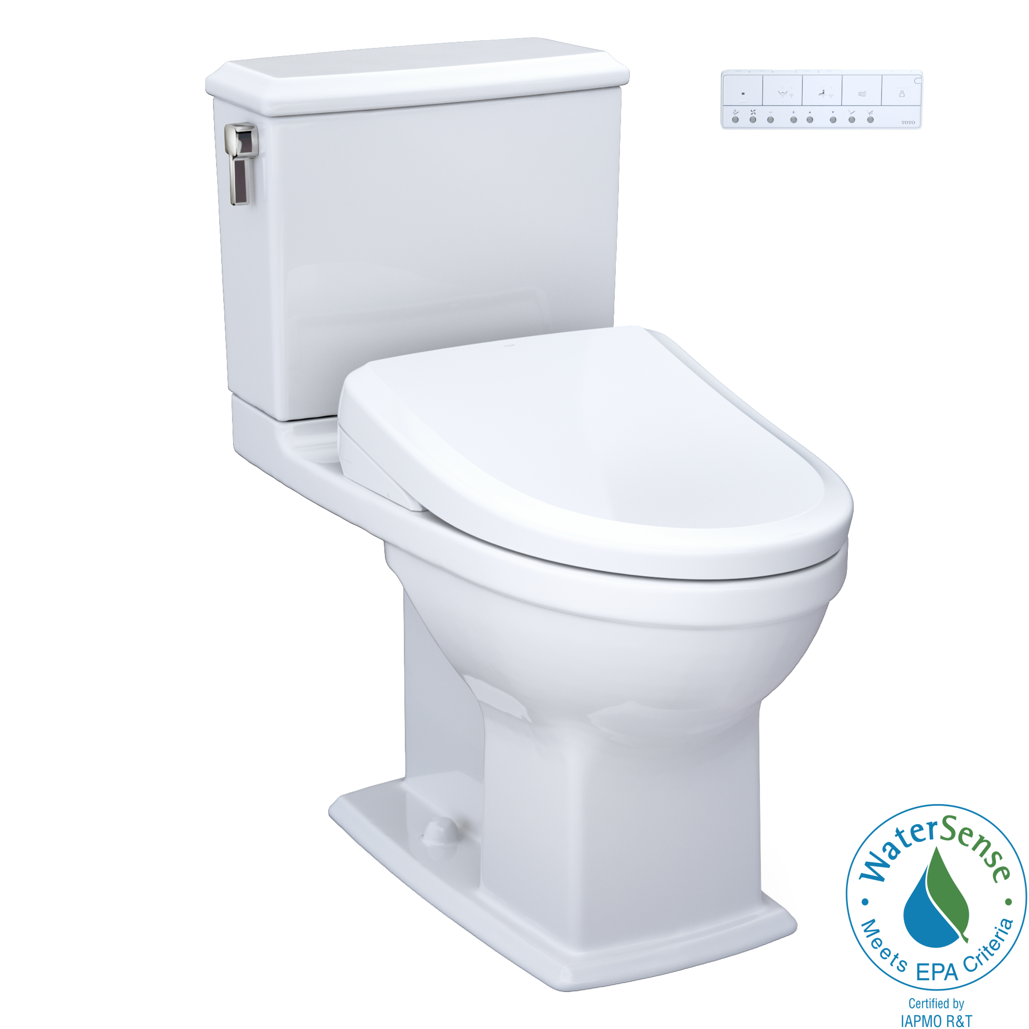 Inodoro bidet de 2 piezas con altura de silla alargada, cierre suave, y doble descarga en blanco de algodón Connelly de TOTO
