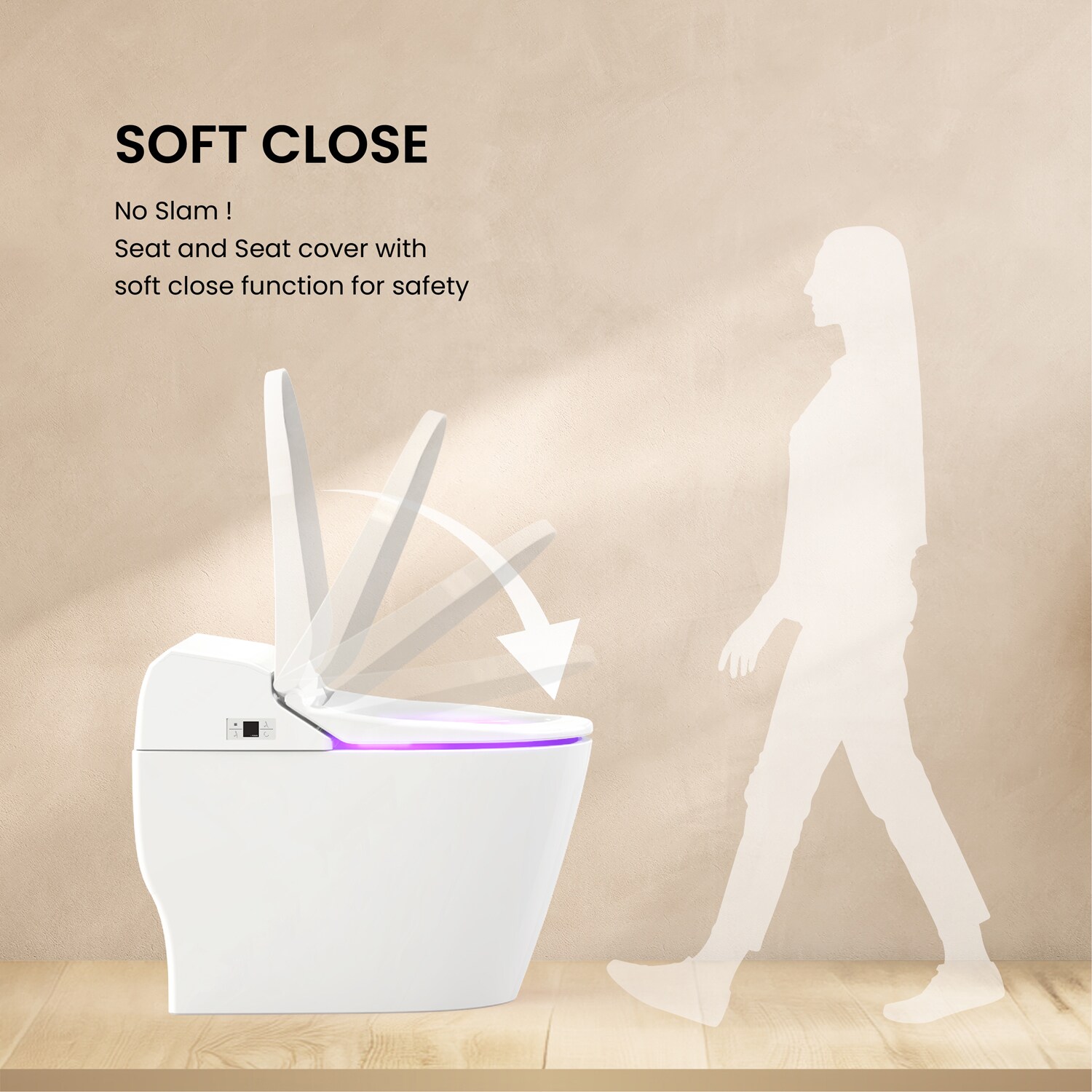 Inodoro Inteligente con Bidet Integrado de Una Pieza de Altura Estándar y Descarga Doble con Luz UV-A LED Blanca SOFT CLOSE de VOVO STYLEMENT de 12 pulgadas de retroceso. Certificado WaterSense con 1.6 GPF.