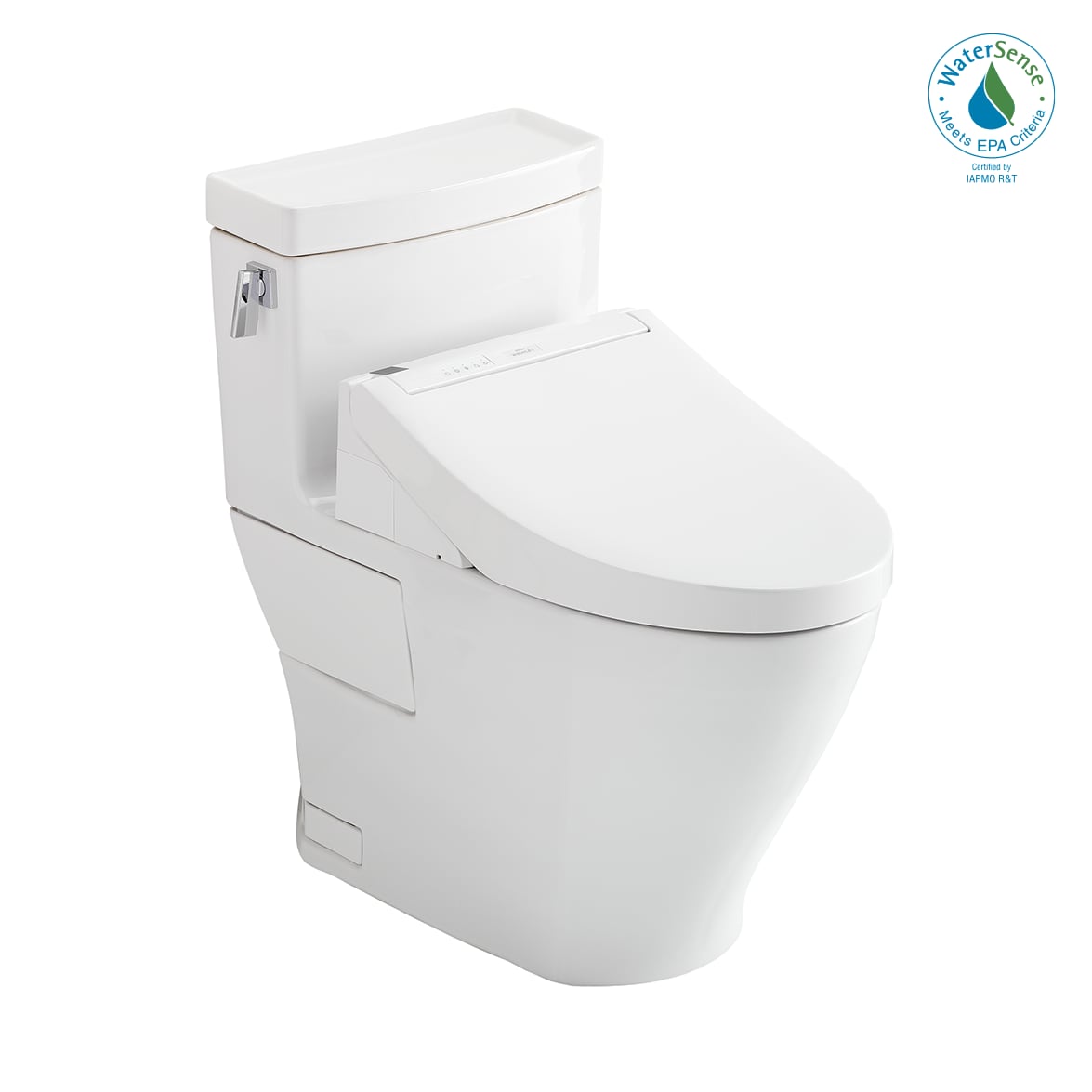 Washlet+ Blanco de Algodón Solamente Alargado Estándar con Cierre Suave Cuerpo Único Bidet de 12 pulgadas WaterSense etiquetado 1.28 GPF MW6243084CEFG-01