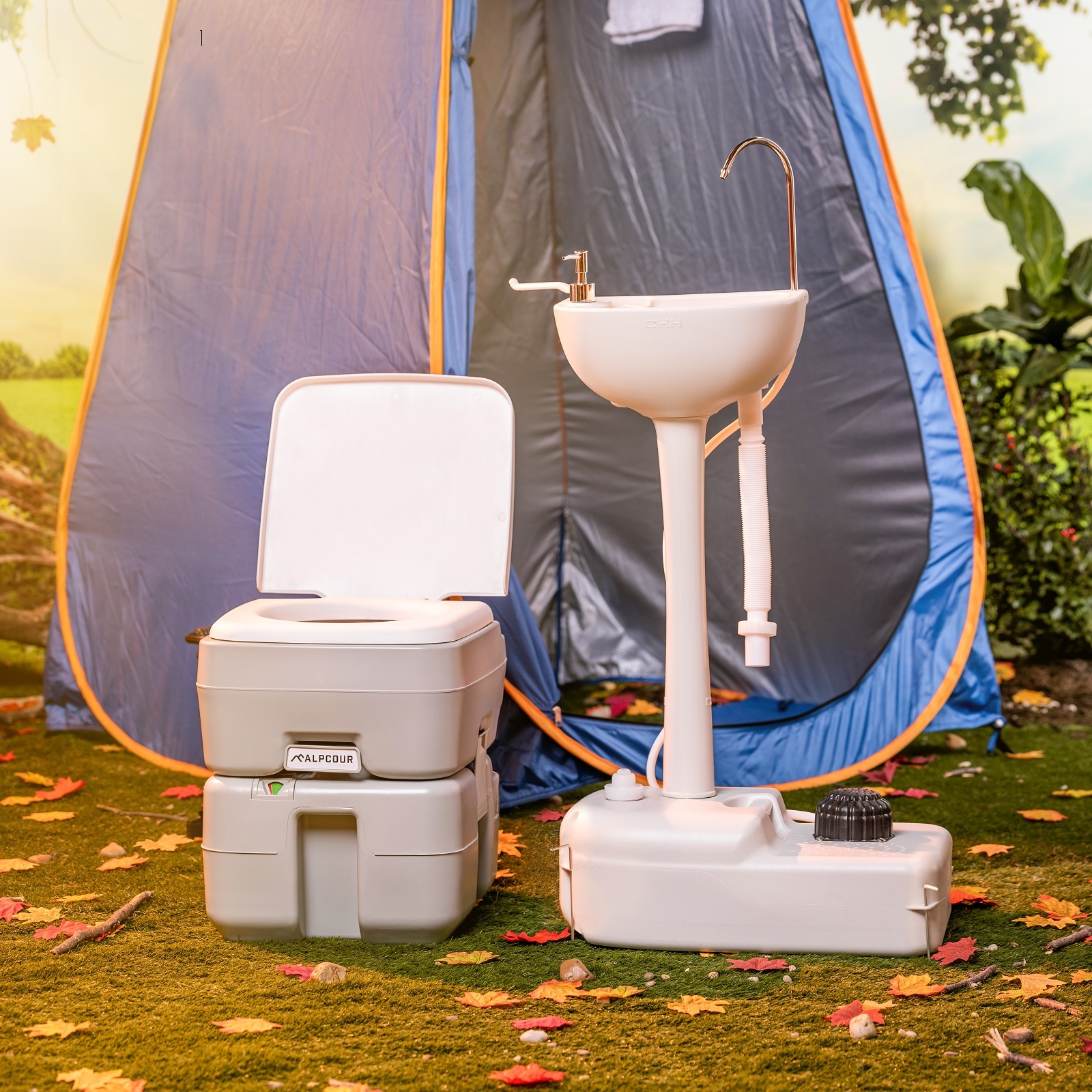 Sanitario portátil sin contacto Alpcour White Touchless con Bidet Redondo de altura estándar.