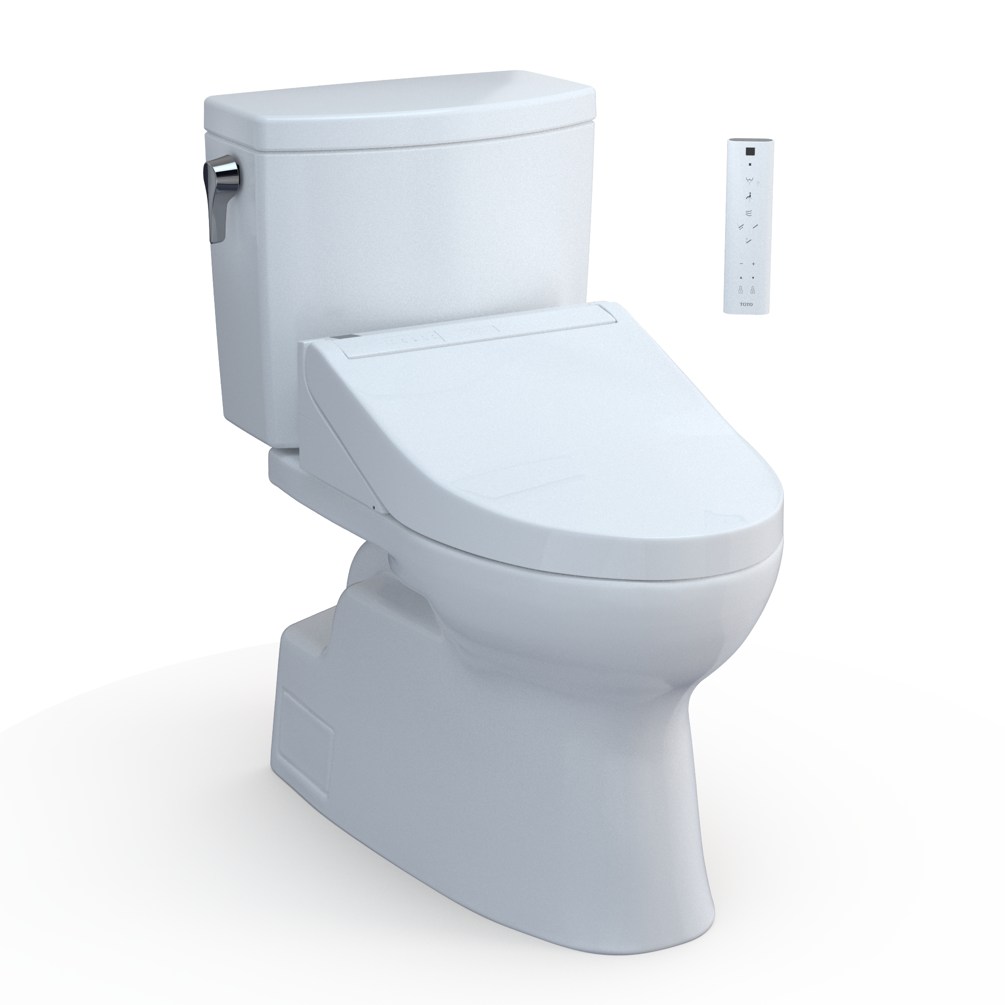Bidet TOTO Washlet+ Blanco Algodón Sencillo alargado Altura estándar Cierre suave de 2 piezas Distancia de 12 pulgadas Etiqueta WaterSense 1.0 GPF MW4743084CUFG-01