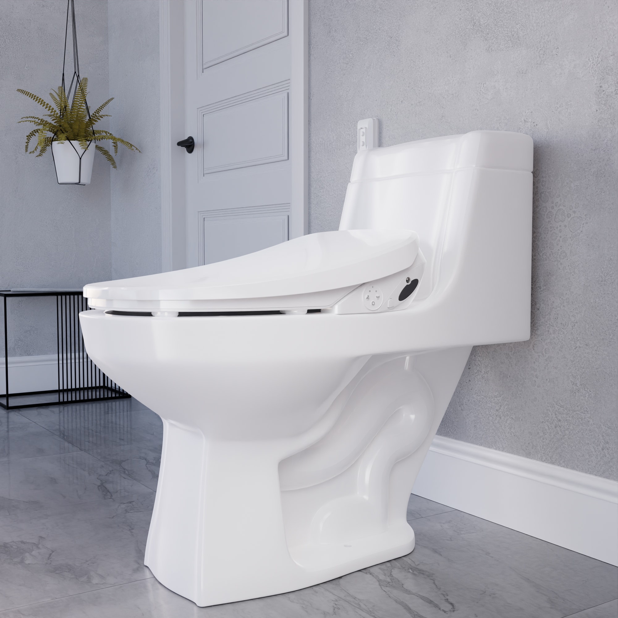 Asiento de inodoro bidet alargado con cierre suave y calentado inteligente en blanco de plástico de ANZZI TL-AZEB105B
