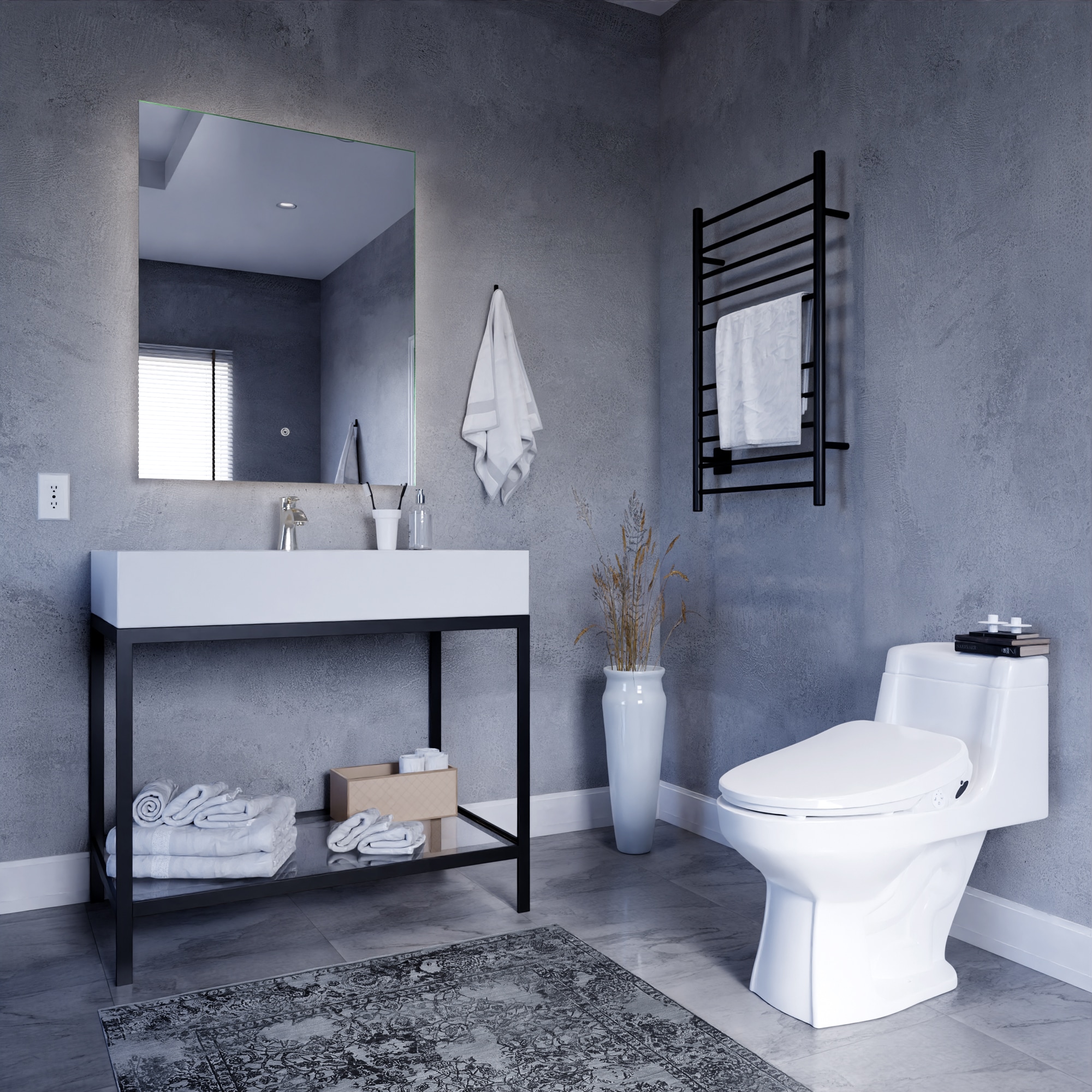 Asiento de inodoro bidet alargado con cierre suave y calentado inteligente en blanco de plástico de ANZZI TL-AZEB105B