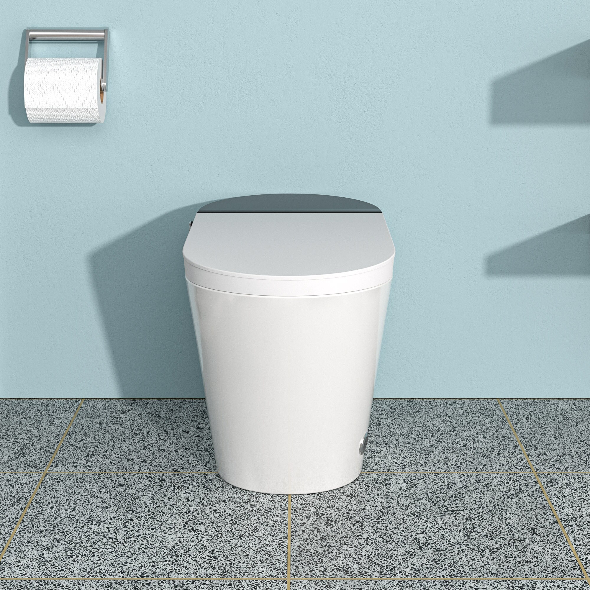 Mondawe Blanco Individual Alargado Altura Estándar Inteligente con Cierre Suave 1-pieza Bidé de 12 pulgadas 12-in Rough-In 1.28 GPF MD-LD-03328