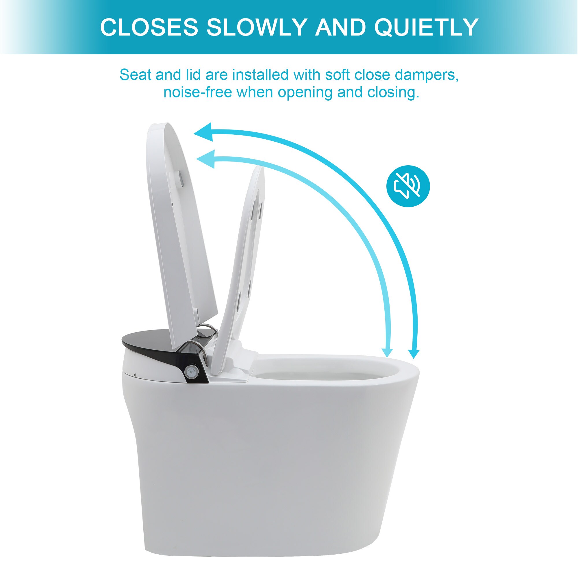 Mondawe Blanco Individual Alargado Altura Estándar Inteligente con Cierre Suave 1-pieza Bidé de 12 pulgadas 12-in Rough-In 1.28 GPF MD-LD-03328