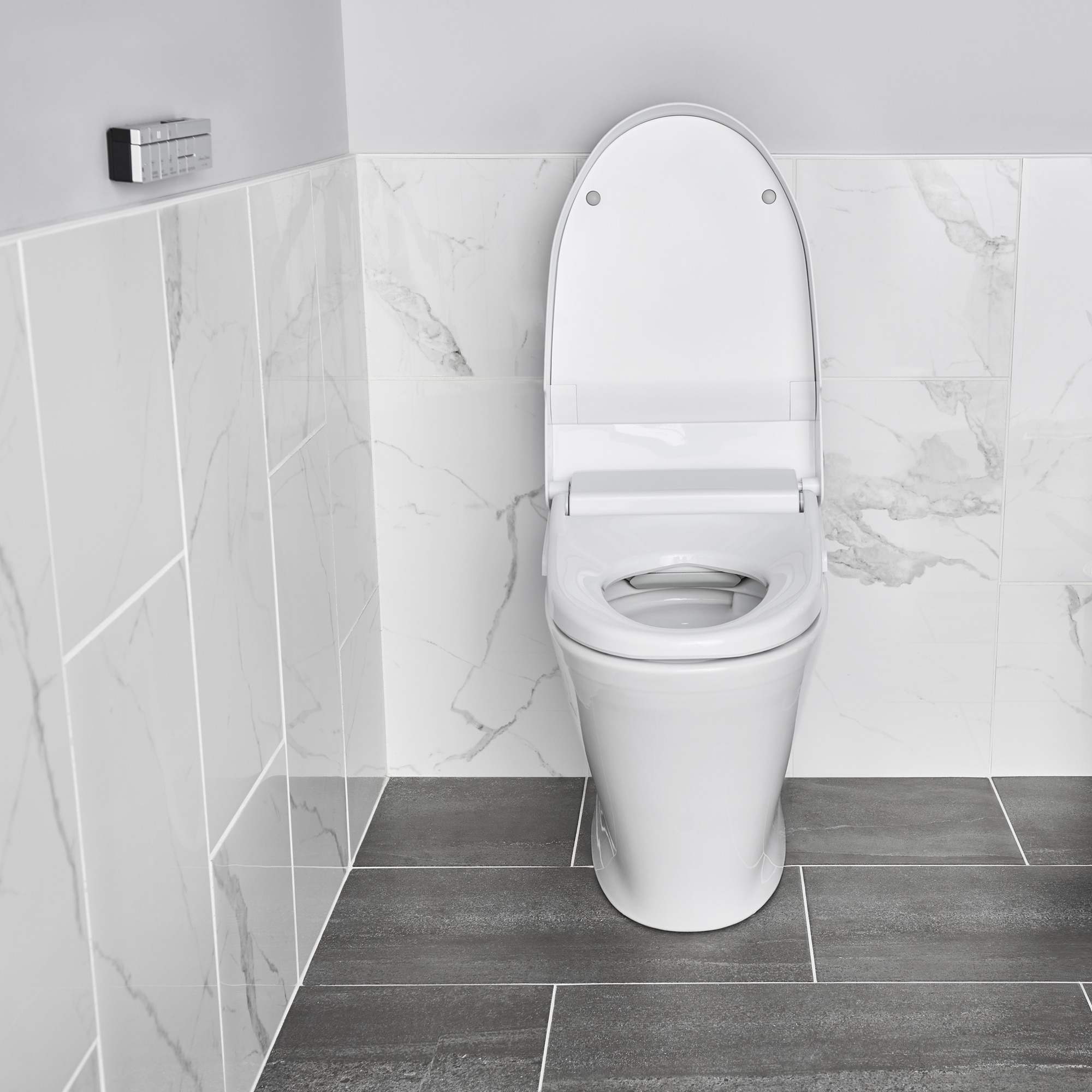 Asiento de retrete alargado de plástico blanco con bidé  American Standard Advanced Clean 100 SpaLet, cierre suave inteligente y caliente 8017A60GRC-291