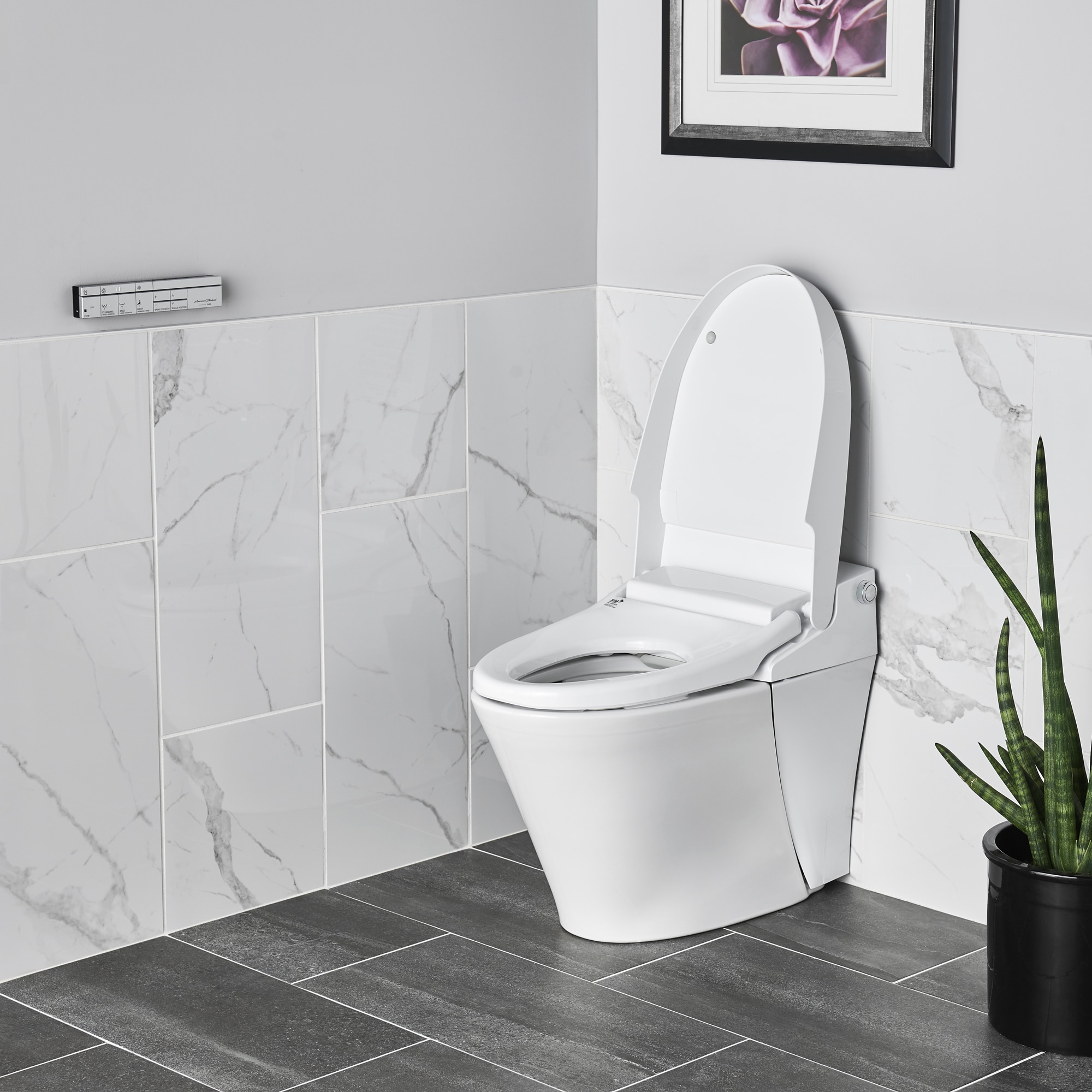 Asiento de retrete alargado de plástico blanco con bidé  American Standard Advanced Clean 100 SpaLet, cierre suave inteligente y caliente 8017A60GRC-291