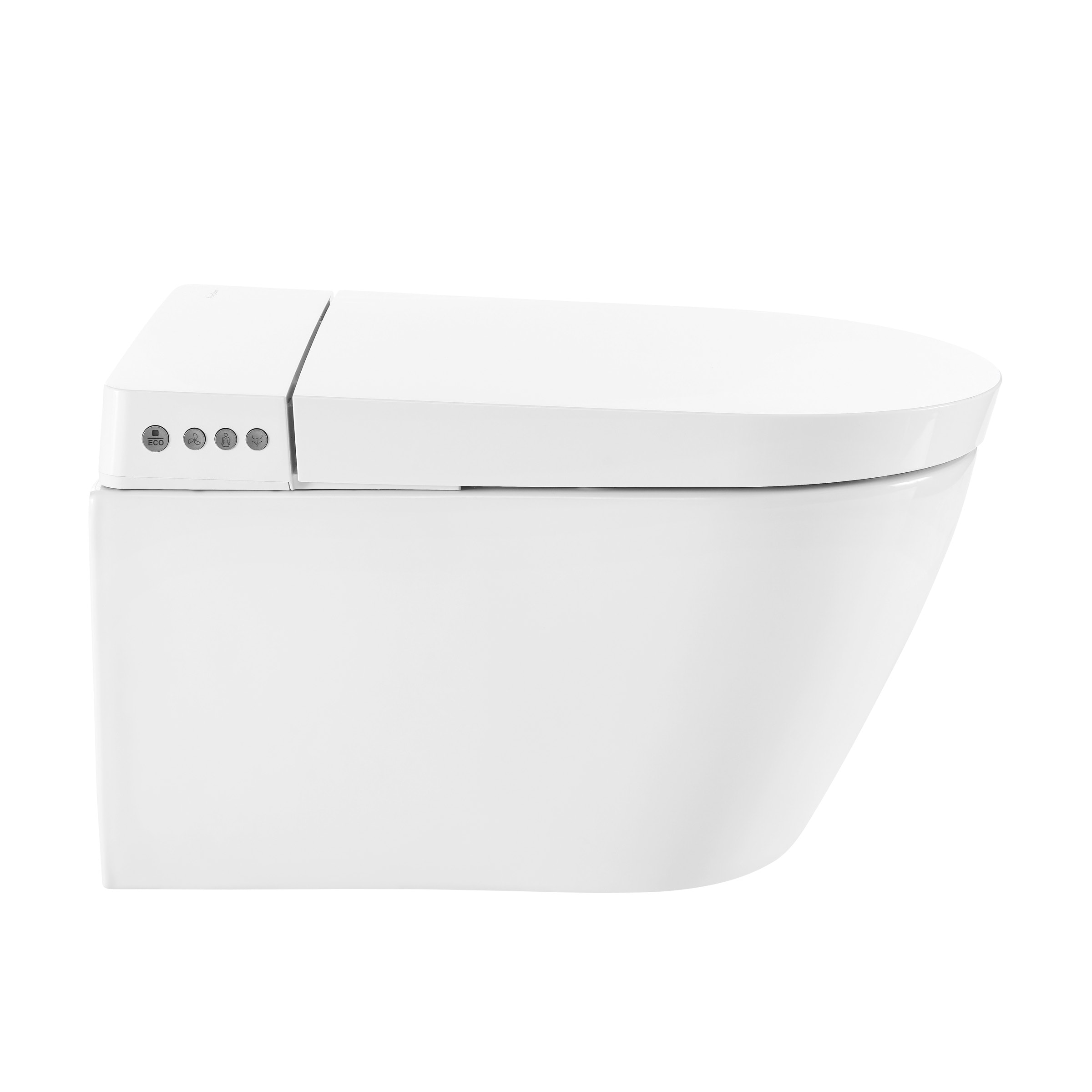Sanitario Suizo Madison Poitiers Blanco Brillante de Descarga Dual con Altura Estándar alargada, Cierre Suave Inteligente de 1 pieza, Bidet de Pared Montado con Descarga de 1.6 GPF SM-25-WTPOI03WH.