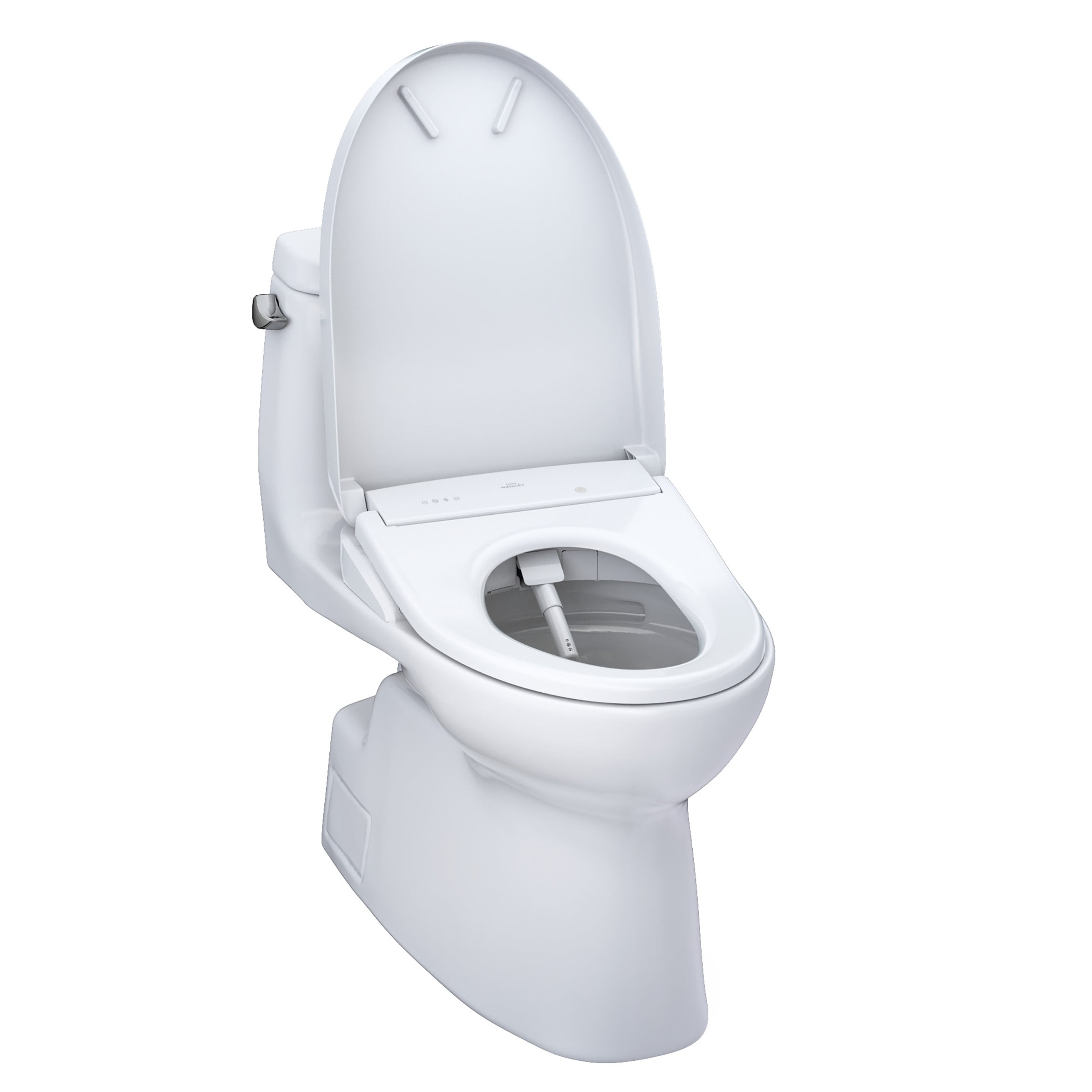 TOTO WASHLET+ Blanco de Algodón Altura de Silla Individual Alargada Cierre Suave con Bidet de una Pieza y Descarga en Bruto de 12 pulgadas a 1.28 GPF MW6144726CEFG-01