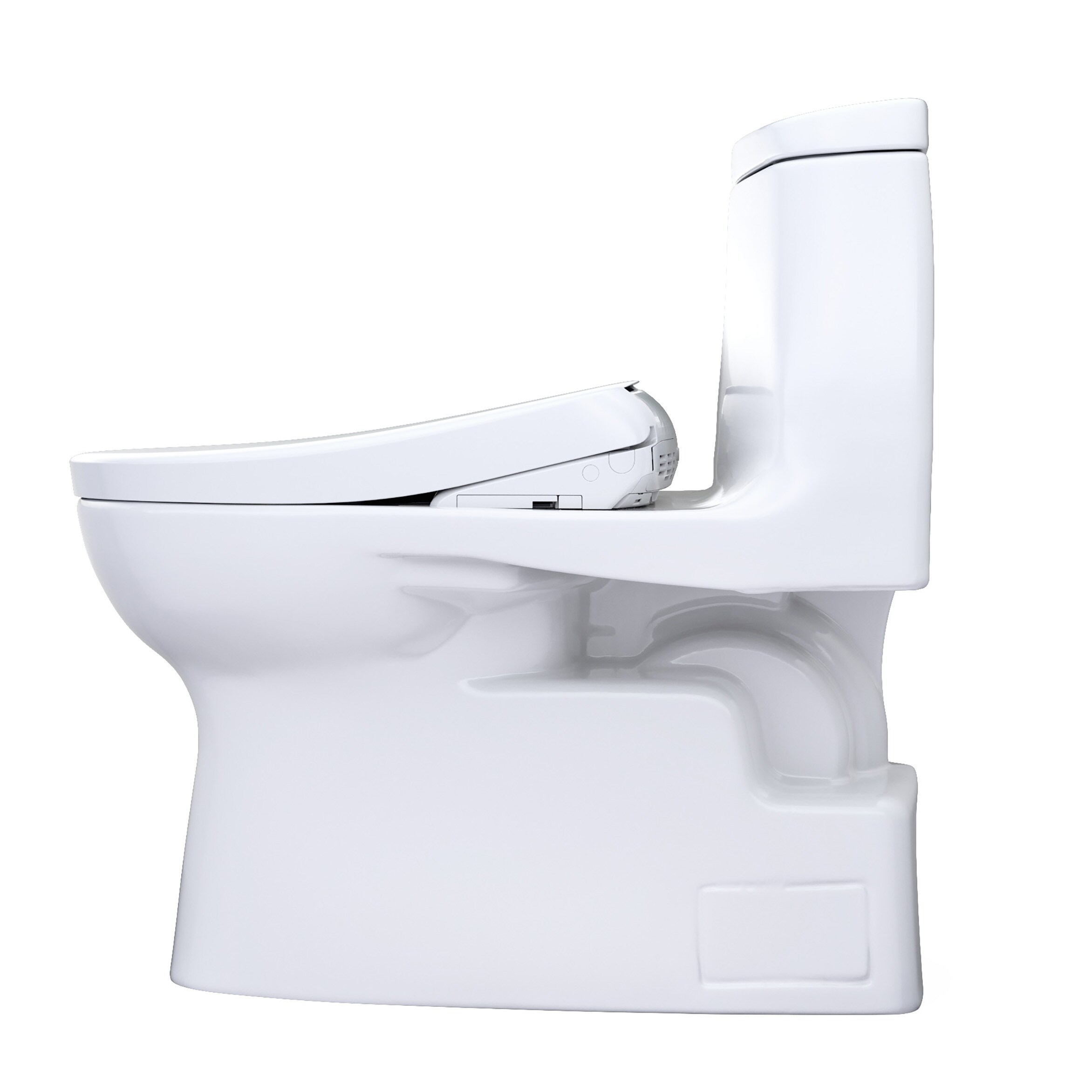 TOTO WASHLET+ Blanco de Algodón Altura de Silla Individual Alargada Cierre Suave con Bidet de una Pieza y Descarga en Bruto de 12 pulgadas a 1.28 GPF MW6144726CEFG-01