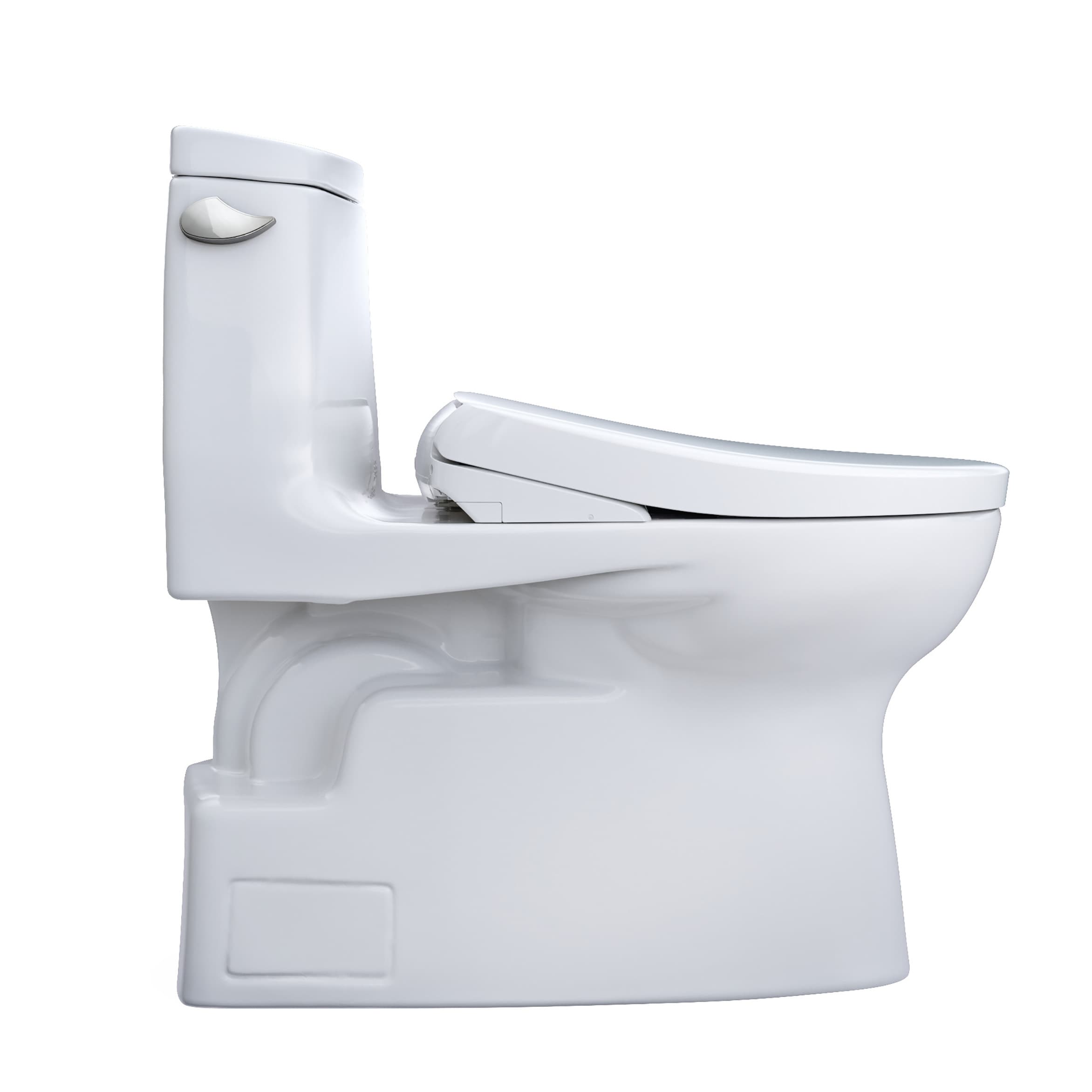 TOTO WASHLET+ Blanco de Algodón Altura de Silla Individual Alargada Cierre Suave con Bidet de una Pieza y Descarga en Bruto de 12 pulgadas a 1.28 GPF MW6144726CEFG-01